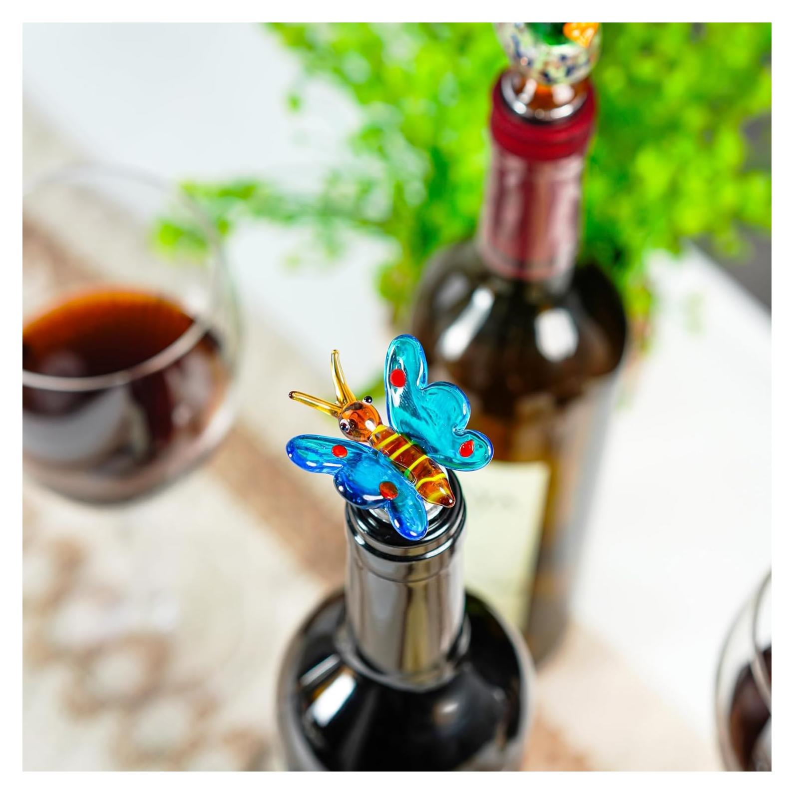 Tapón de Vino Reutilizable HDCRYSTALGIFTS Mariposa 8.89 cm