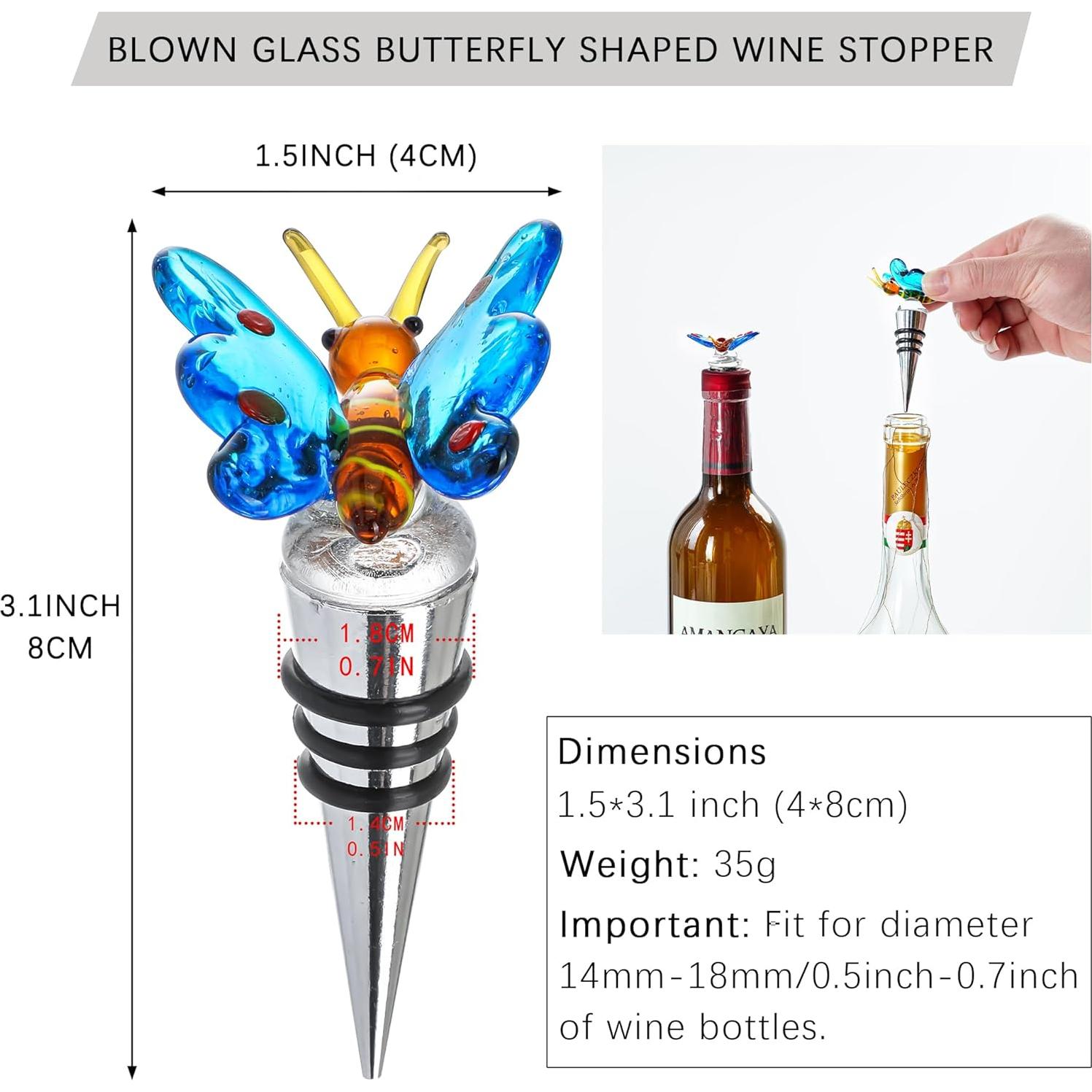 Tapón de Vino Reutilizable HDCRYSTALGIFTS Mariposa 8.89 cm