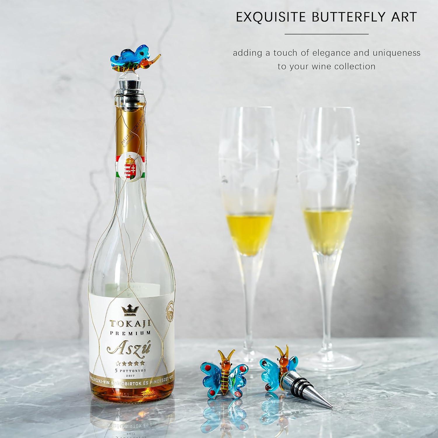 Tapón de Vino Reutilizable HDCRYSTALGIFTS Mariposa 8.89 cm