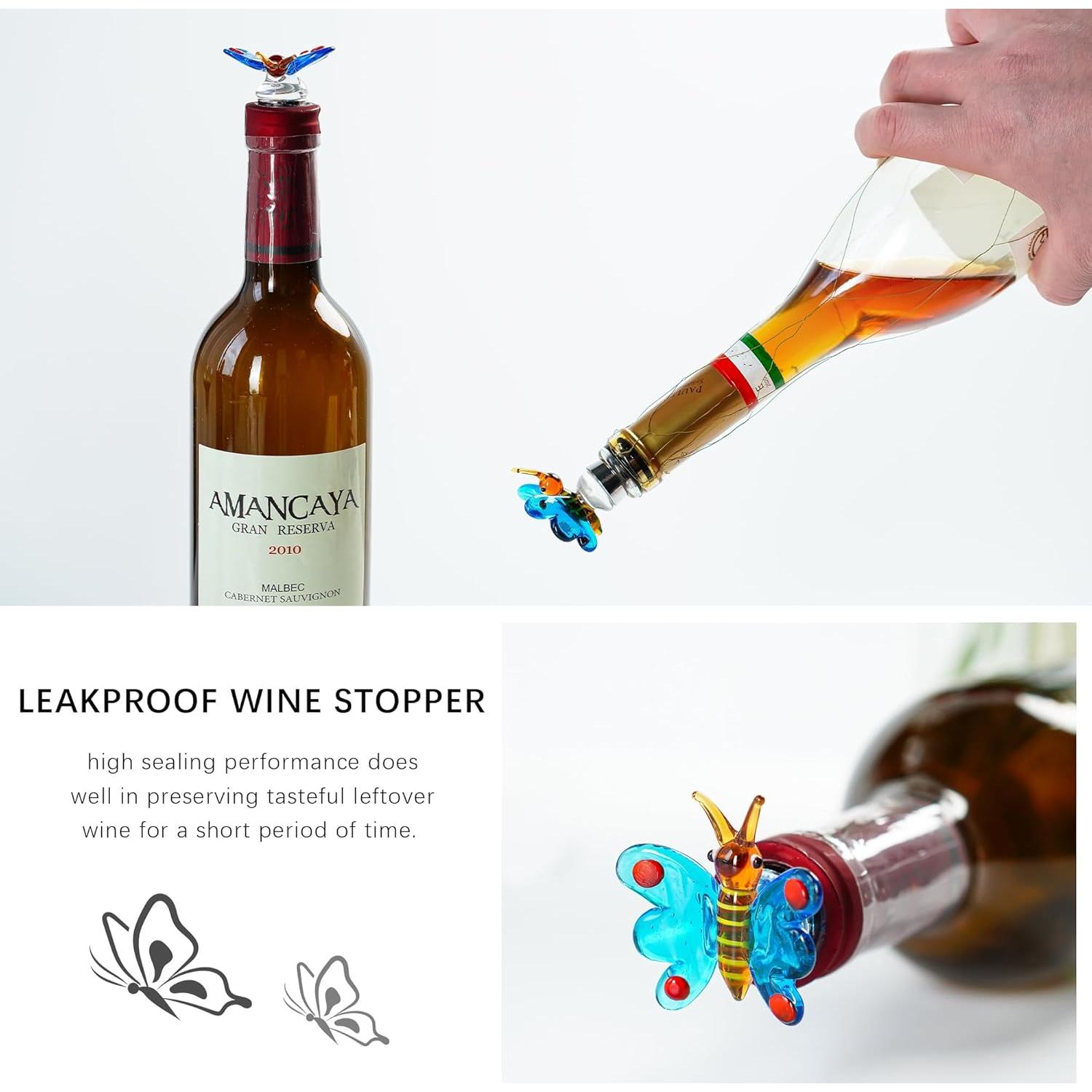 Tapón de Vino Reutilizable HDCRYSTALGIFTS Mariposa 8.89 cm