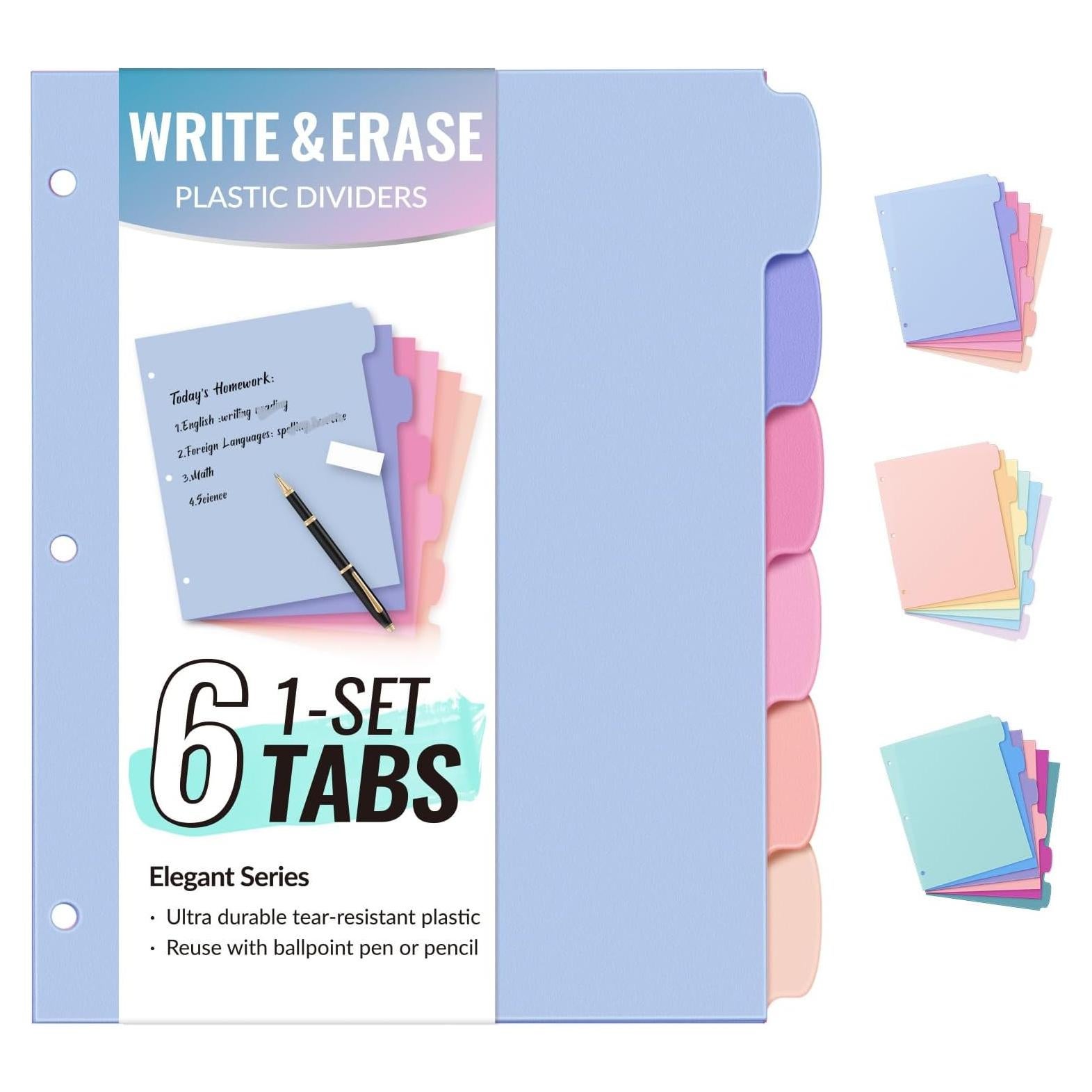 Divisores de Plástico Sooetz 6 Tabuladores Pastel para Carpeta