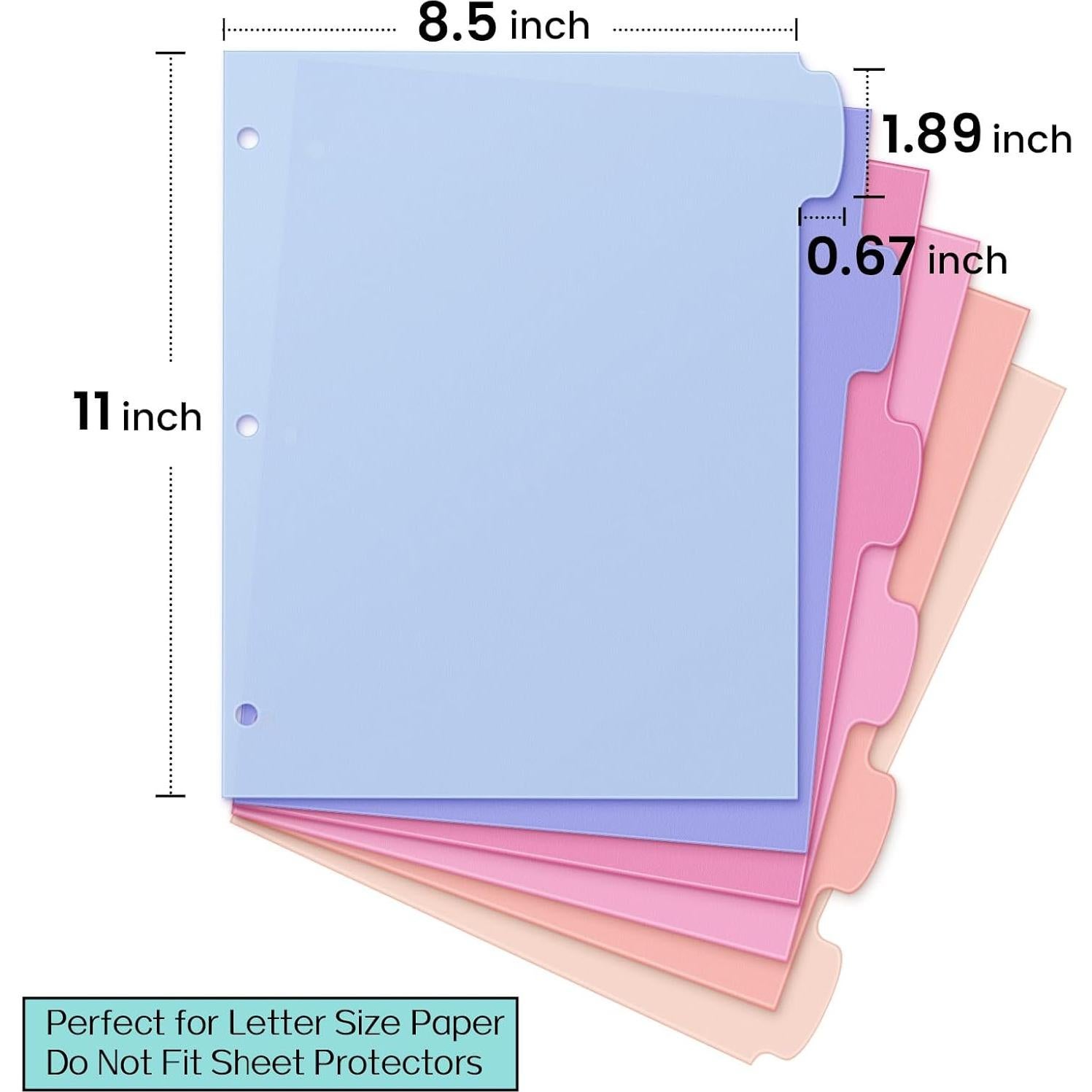 Divisores de Plástico Sooetz 6 Tabuladores Pastel para Carpeta