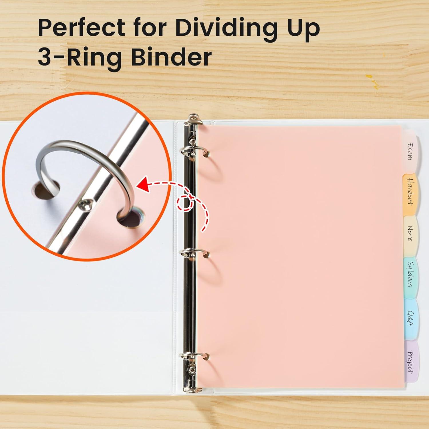 Divisores de Plástico Sooetz 6 Tabuladores Pastel para Carpeta