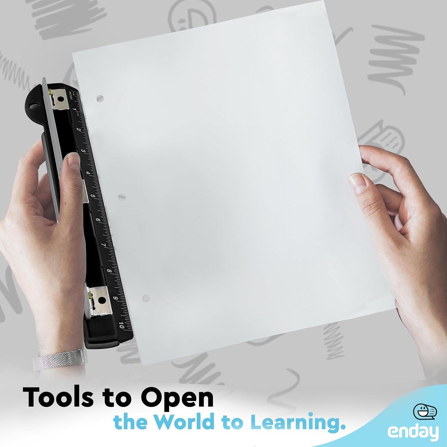 Perforadora de 3 Agujeros Enday Negra para Carpeta 25.4 cm