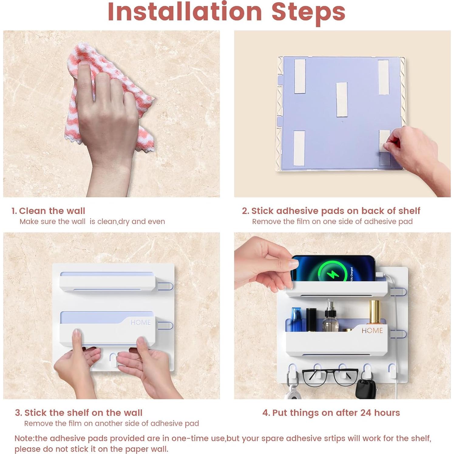 Estante de pared Meaocer para dormitorio con 5 ganchos