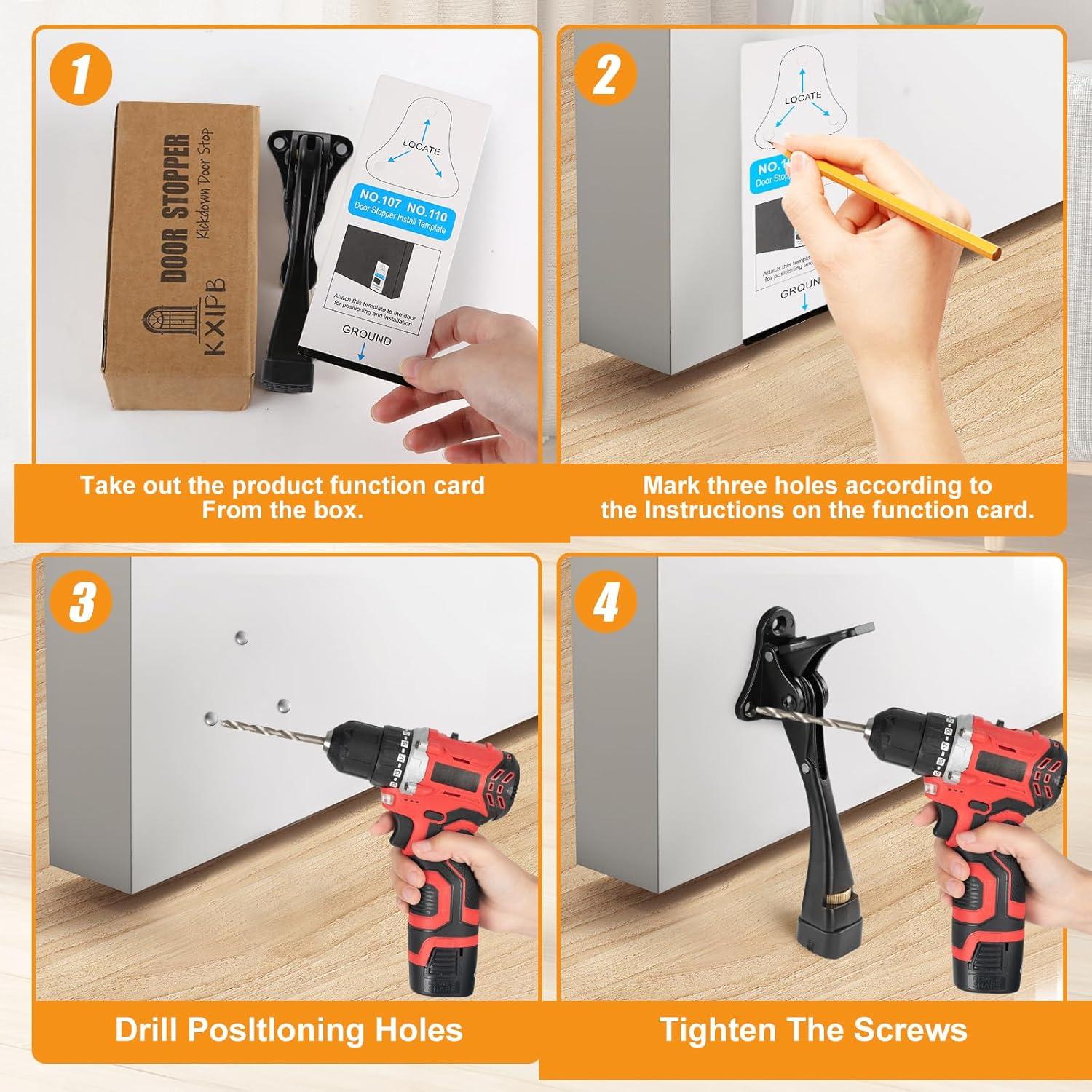 Tope de puerta KXIPB ajustable 2 unidades 12.7 cm negro aluminio