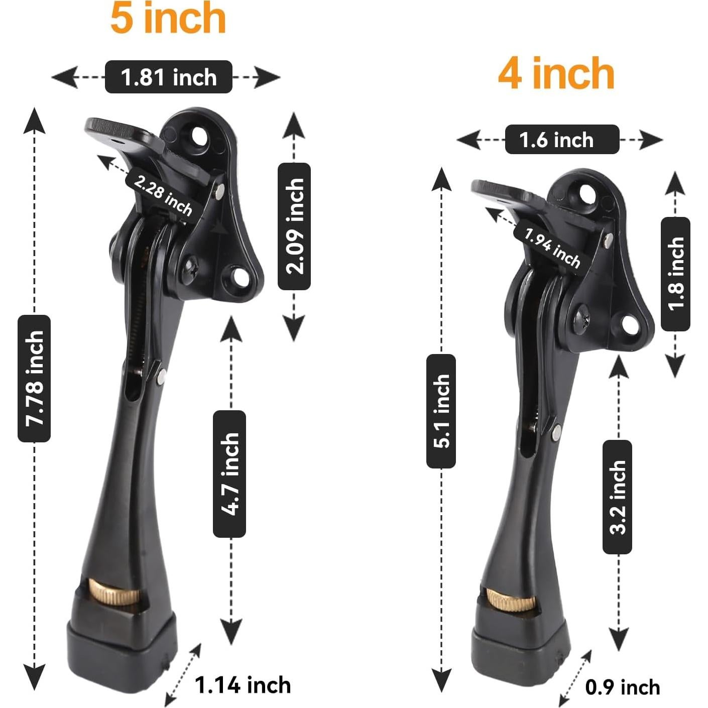 Tope de puerta KXIPB ajustable 2 unidades 12.7 cm negro aluminio