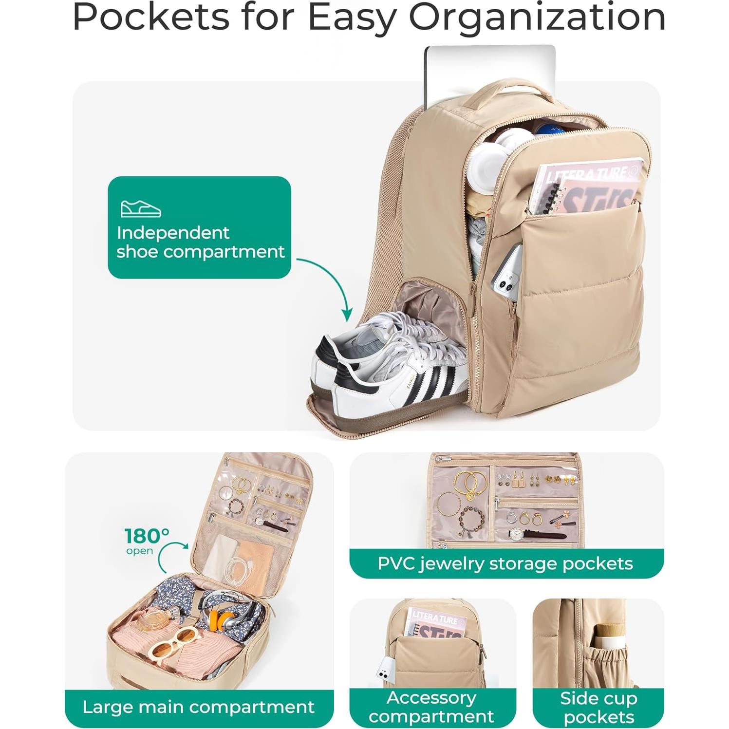 Mochila de Viaje BAGSMART 30L para Mujeres Resistente al Agua