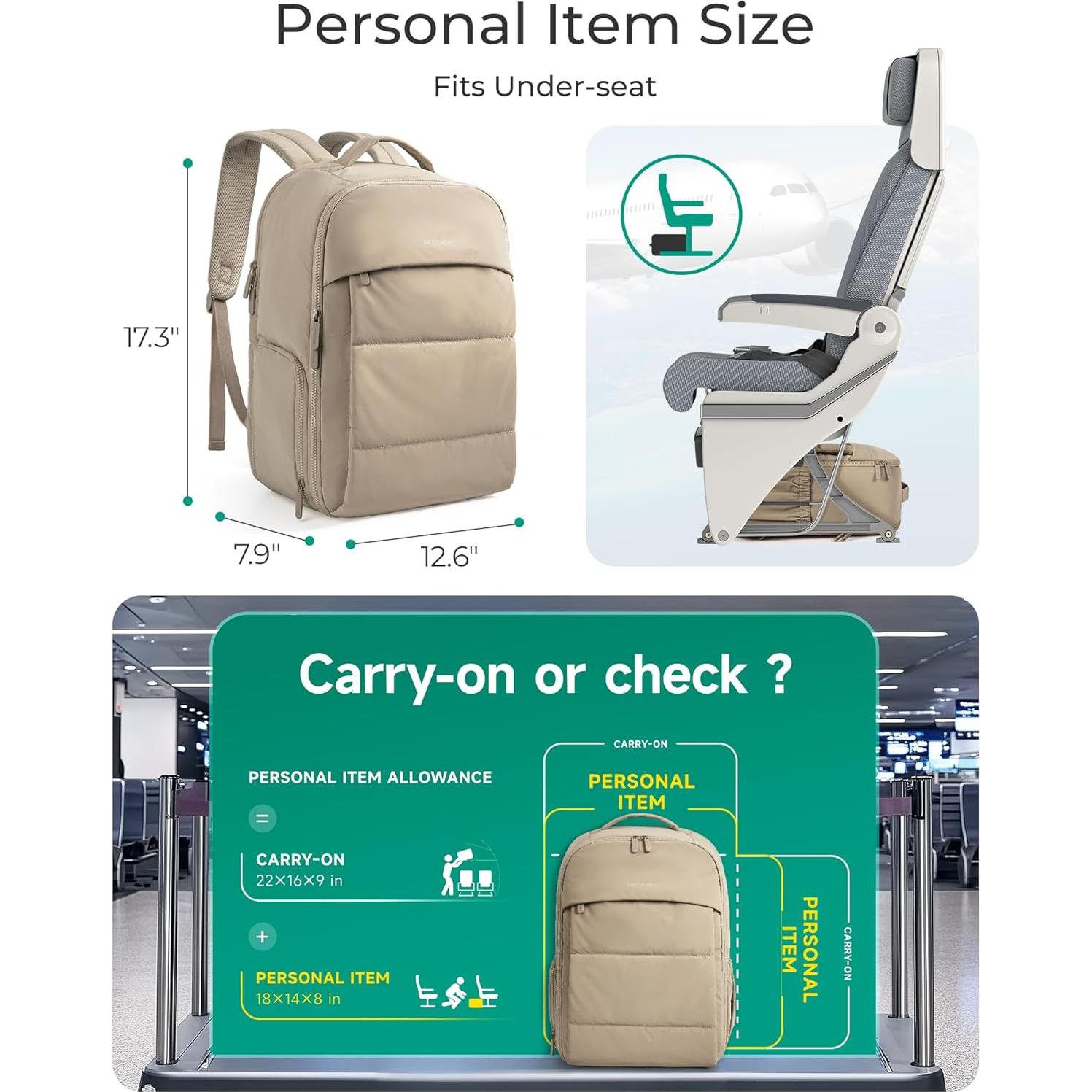 Mochila de Viaje BAGSMART 30L para Mujeres Resistente al Agua