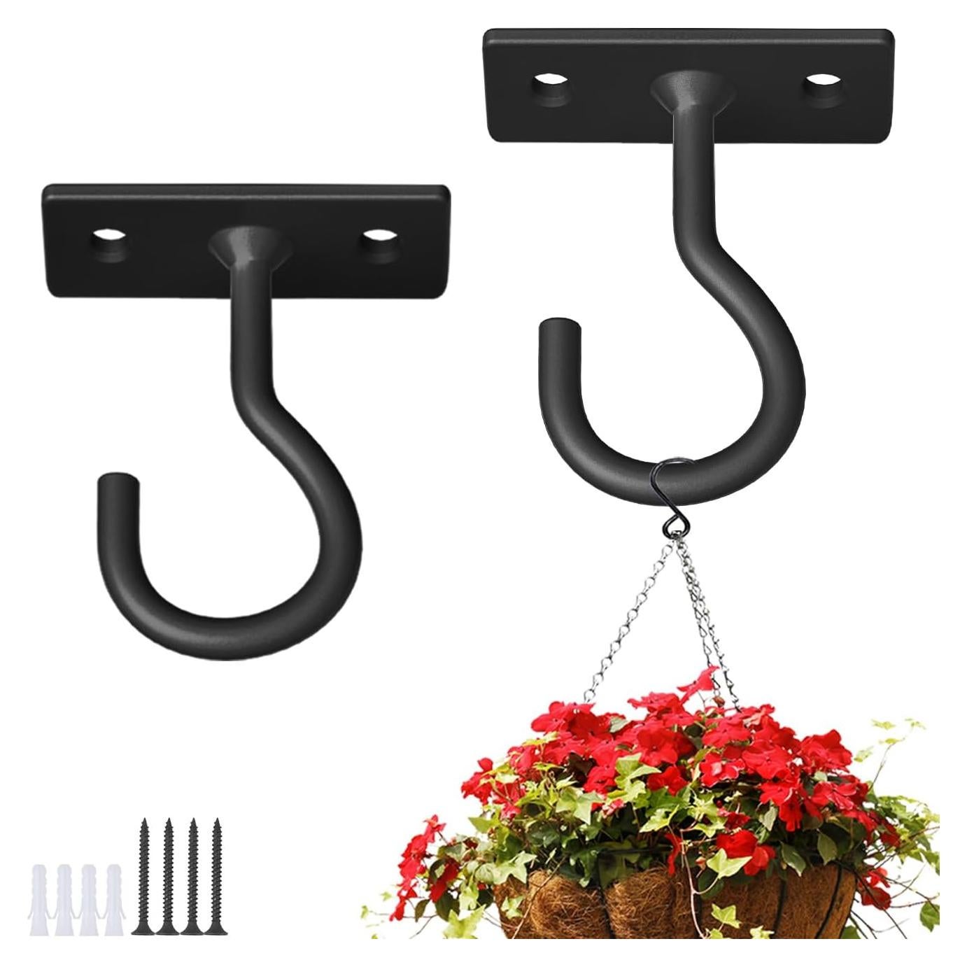 Ganchos de Techo para Colgar Plantas QTJUST 2 Pcs Negro