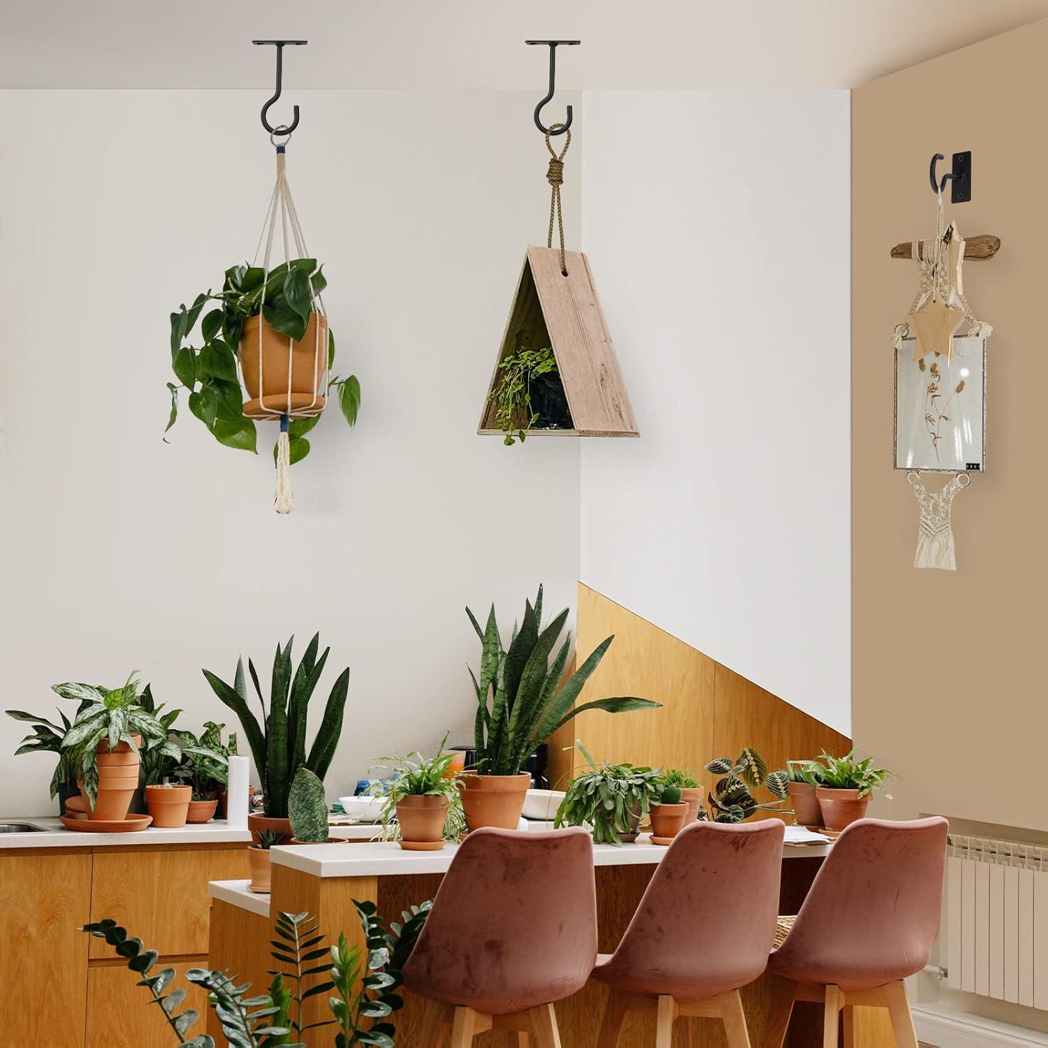 Ganchos de Techo para Colgar Plantas QTJUST 2 Pcs Negro