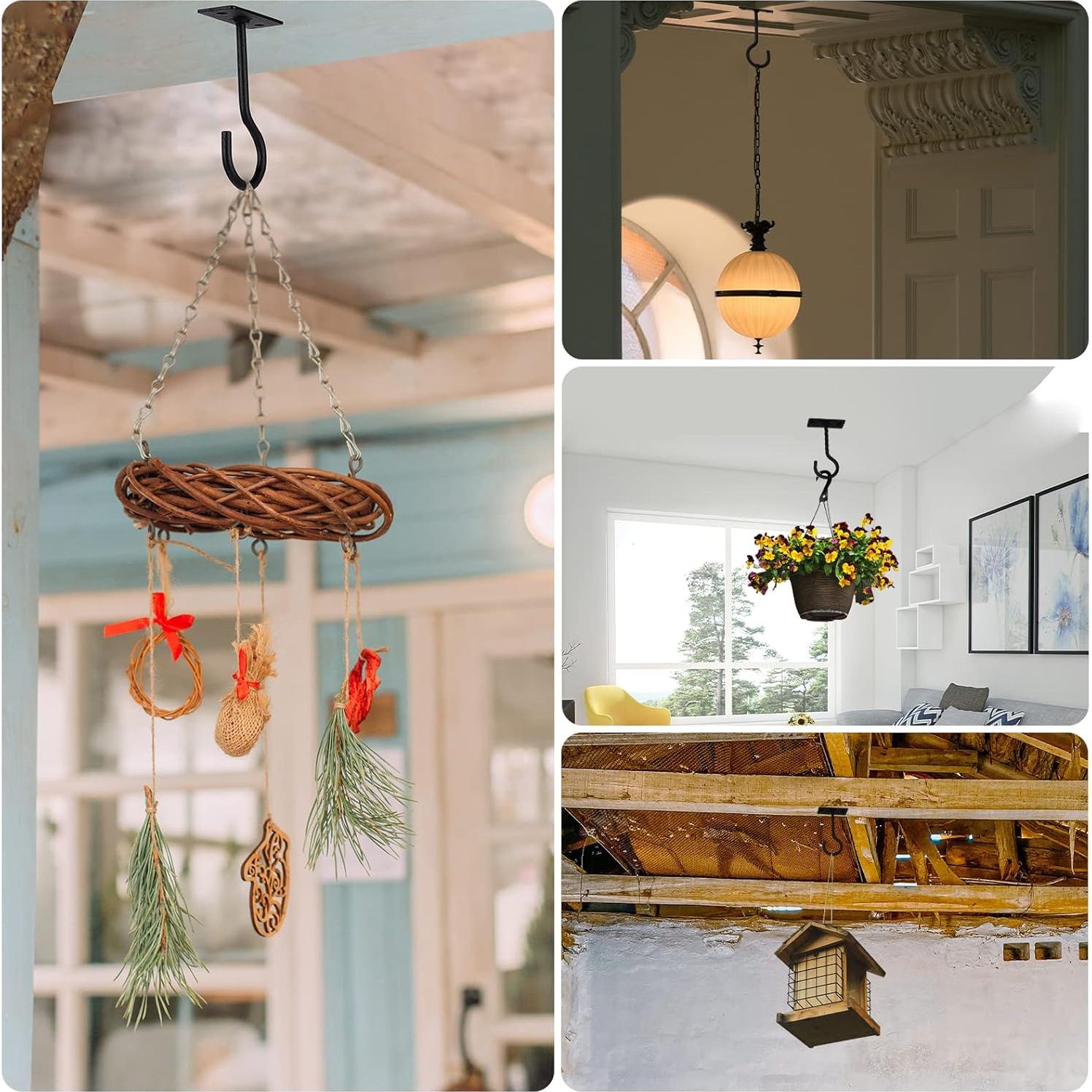 Ganchos de Techo para Colgar Plantas QTJUST 2 Pcs Negro