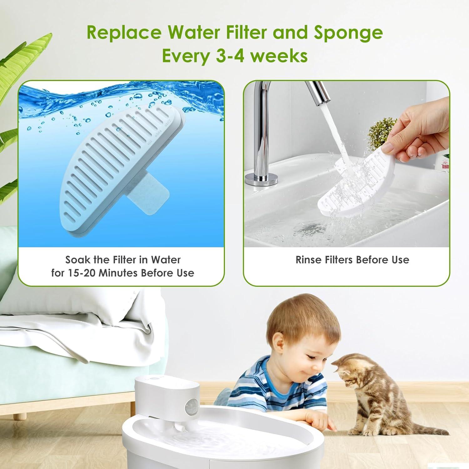 Paquete de 9 Filtros y 18 Esponjas para Fuente de Agua KutoraWorks