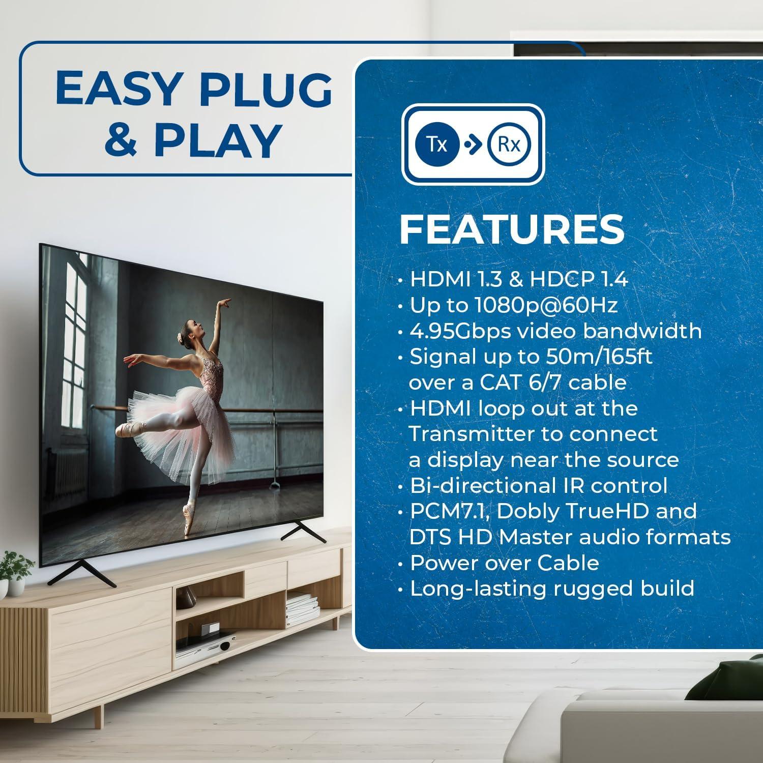 Extensor HDMI OREI EX-165C 50m Full HD 1080p con IR