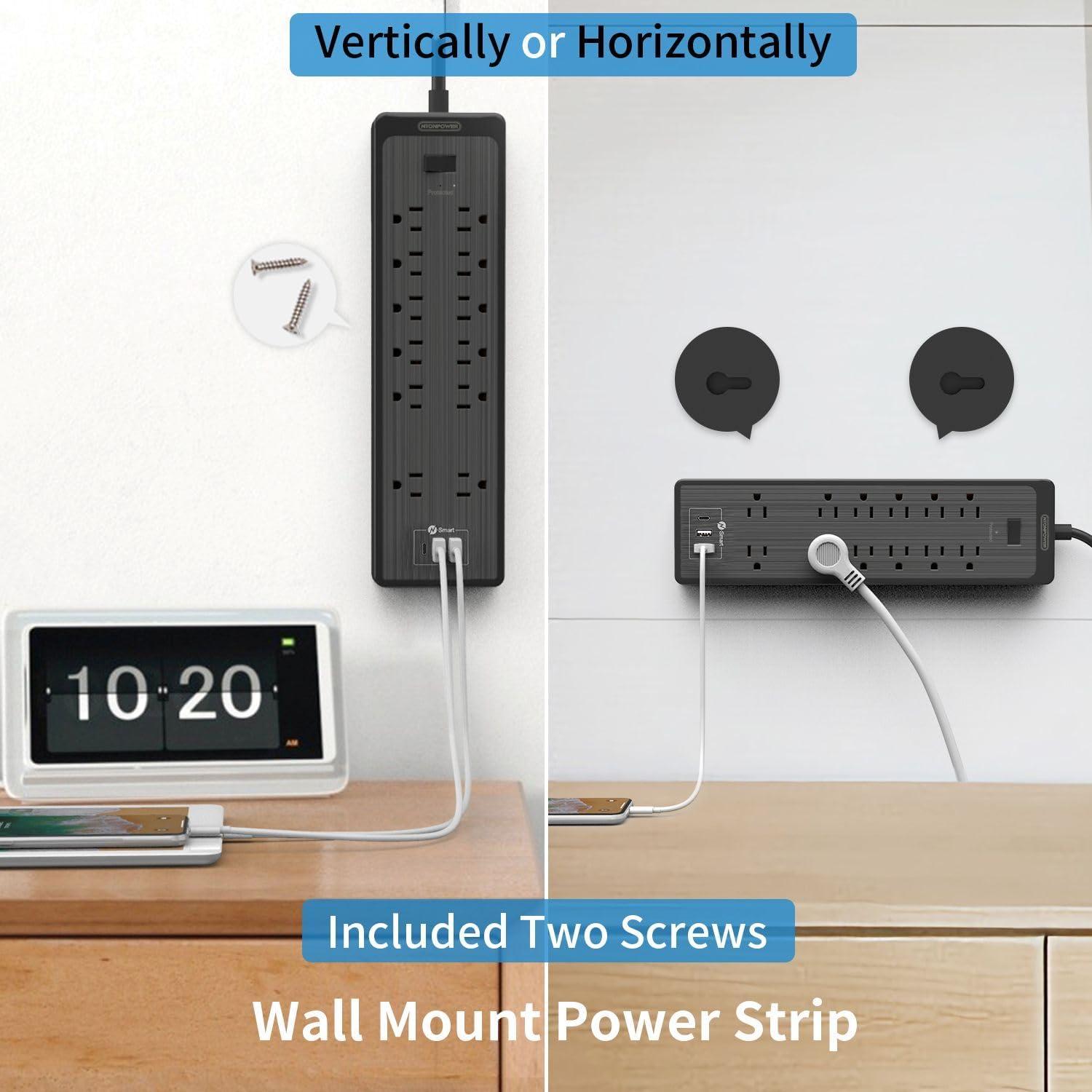 Regleta NTONPOWER 12 Salidas con USB y Cable de 4.57m