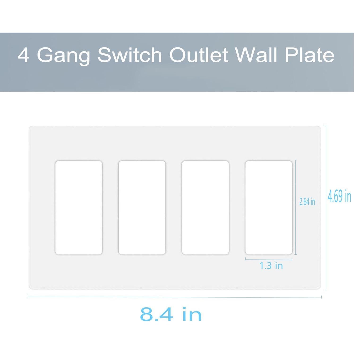 Placa de Pared Decora Sin Tornillos COAPIN258 4-Gang Blanca (2 Unidades)