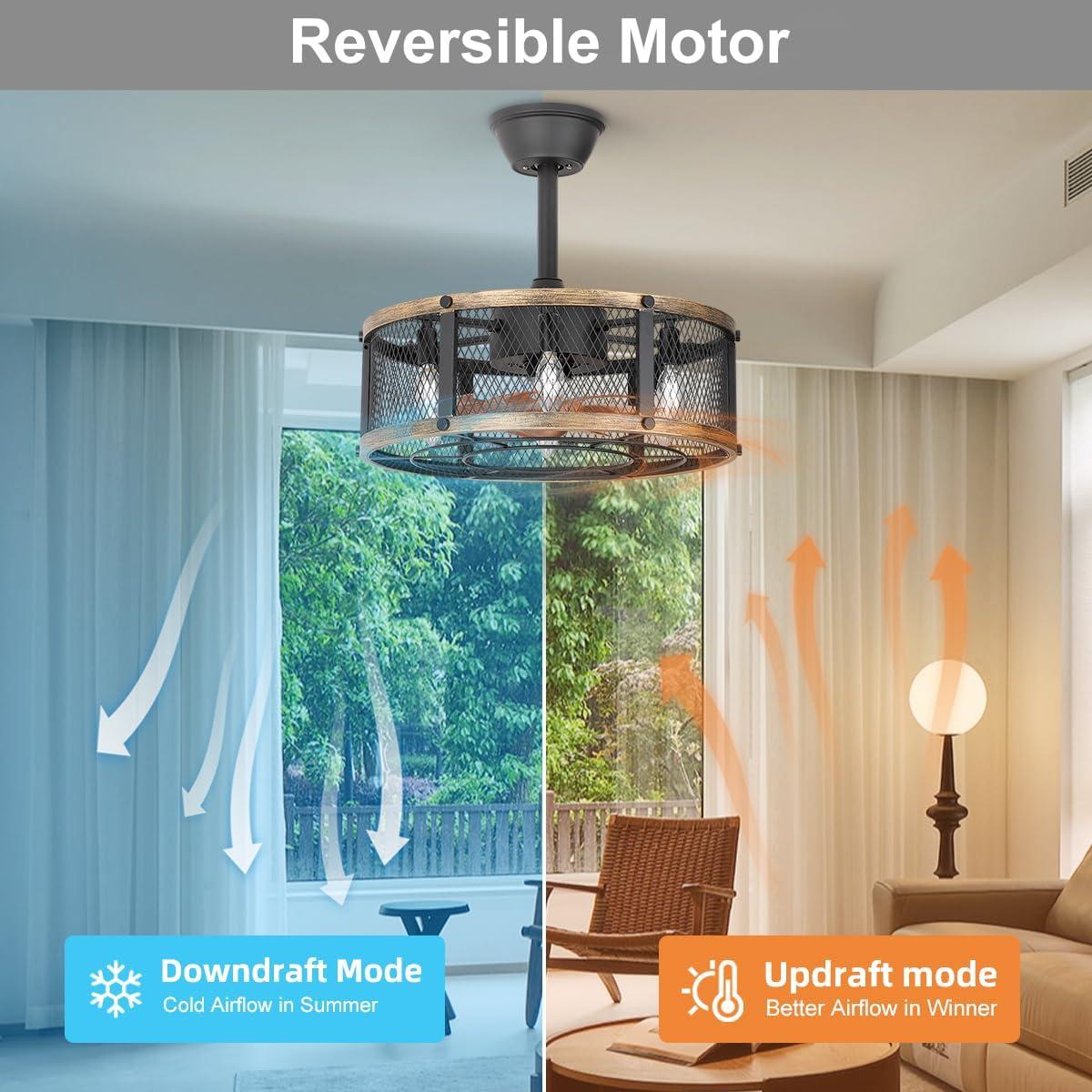 Ventilador de Techo Caged SHLUCE 19 cm con Luz y Control Remoto