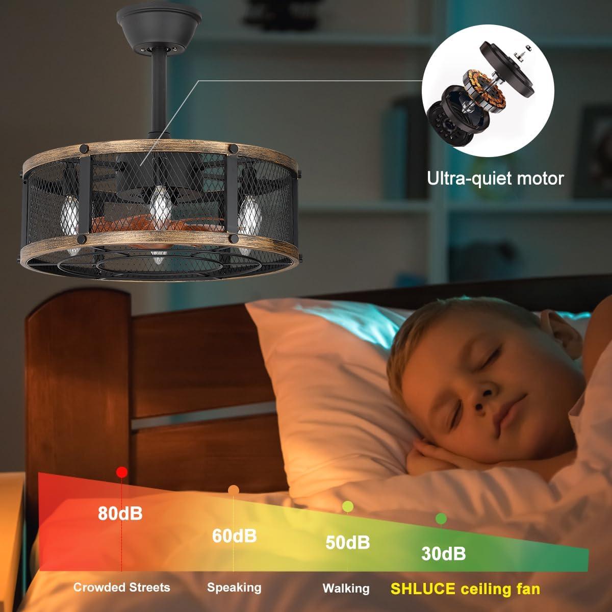 Ventilador de Techo Caged SHLUCE 19 cm con Luz y Control Remoto