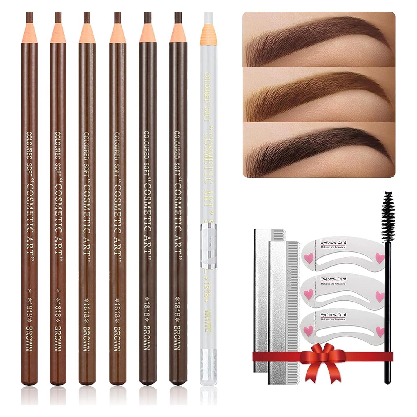 Set de Lápices de Cejas Despegables LSxia - 6 Colores + 1 Delineador