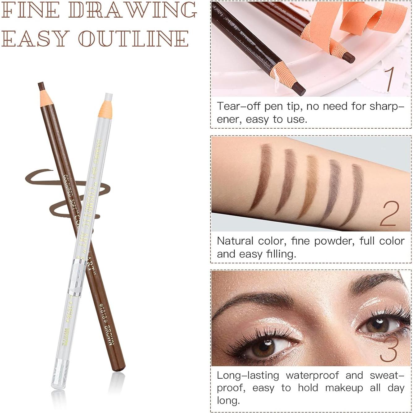 Set de Lápices de Cejas Despegables LSxia - 6 Colores + 1 Delineador