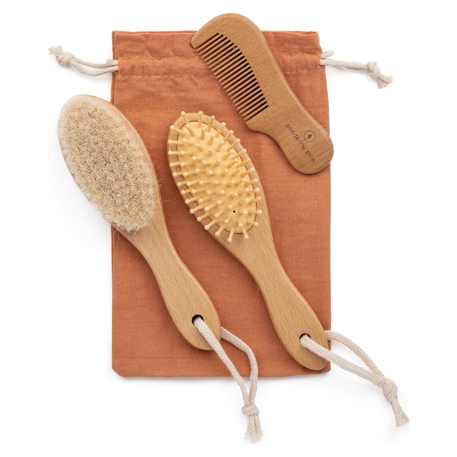 Juego de Cepillos para Bebé Natural - Madera y Peine Ecológico