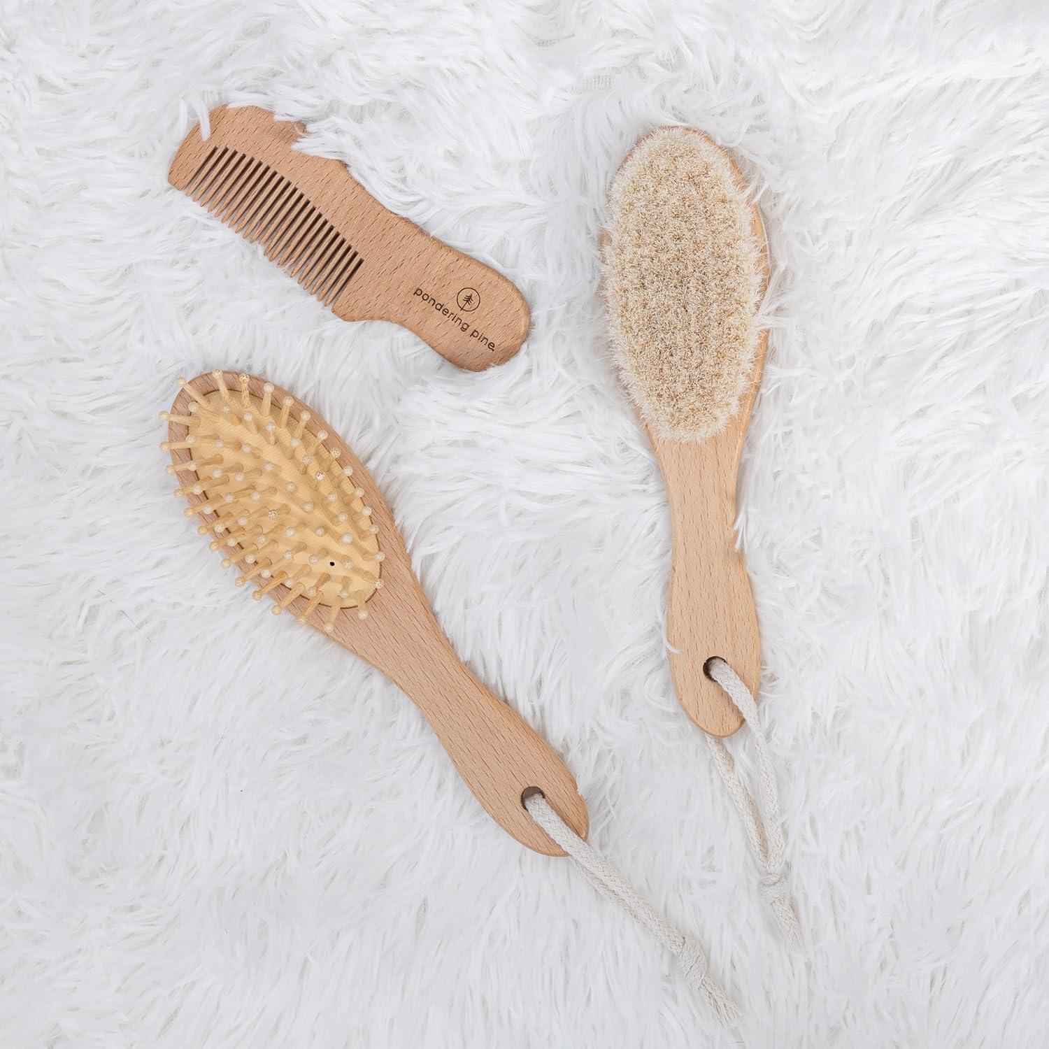 Juego de Cepillos para Bebé Natural - Madera y Peine Ecológico