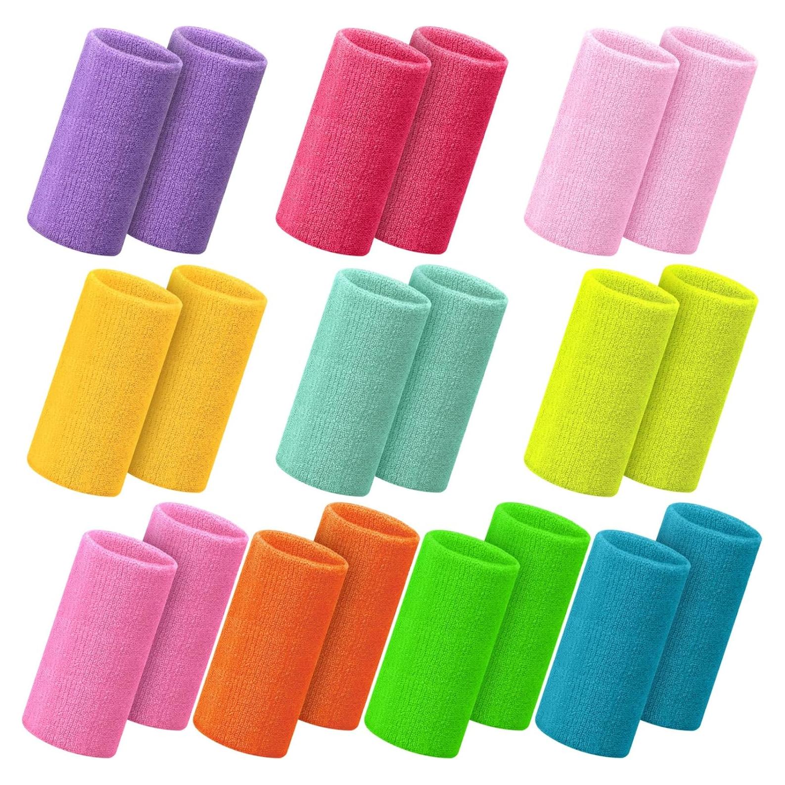 Muñequera Deportiva Lenwen 20 Pcs Algodón Colorido 15x8 cm