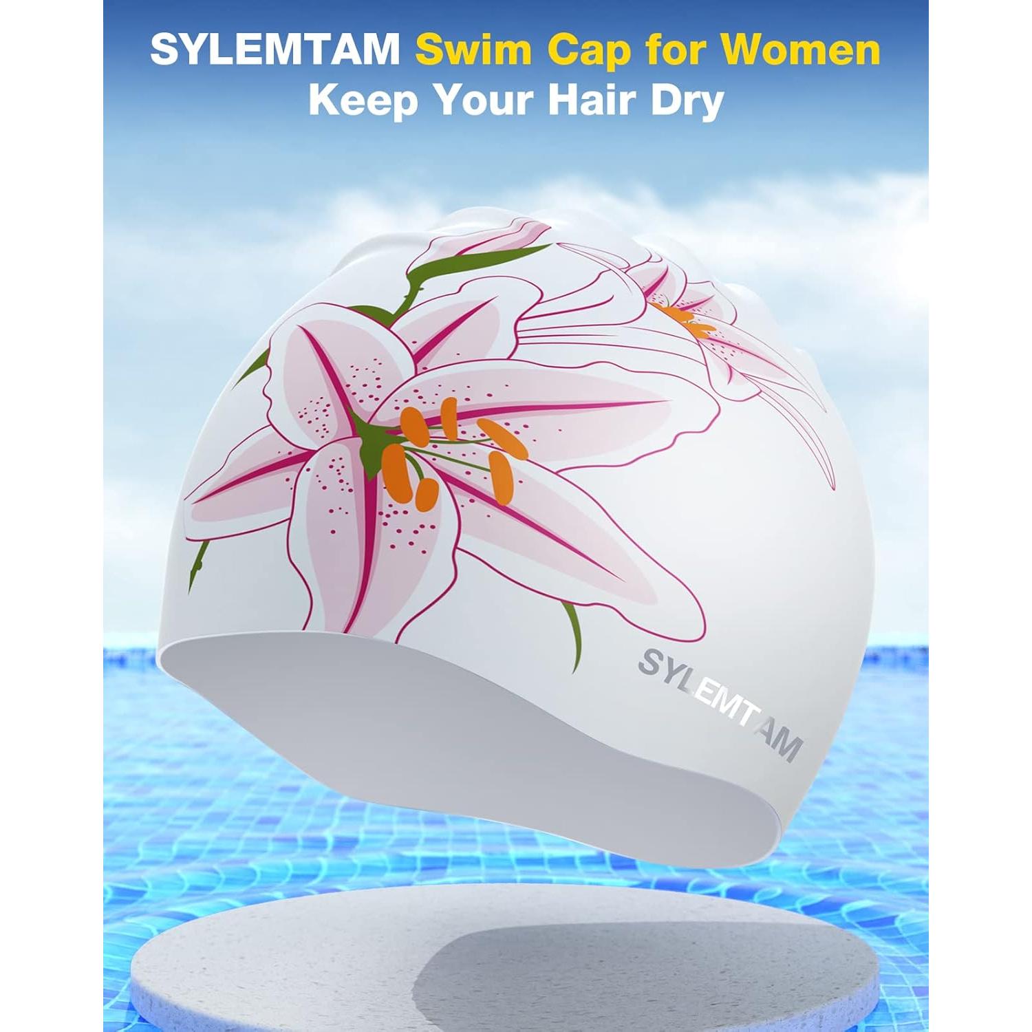 Gorro de natación SYLEMTAM de silicona para mujeres - Lirio