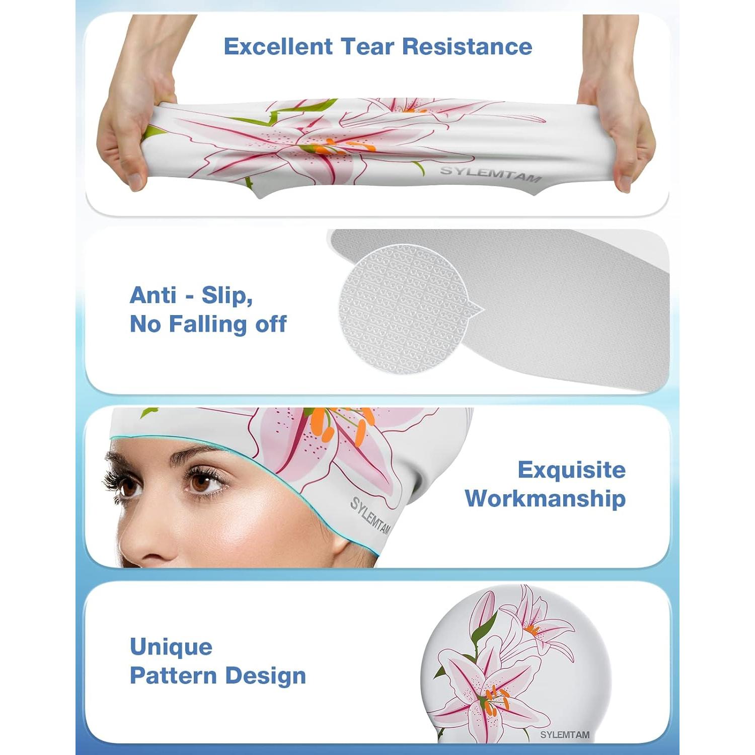 Gorro de natación SYLEMTAM de silicona para mujeres - Lirio