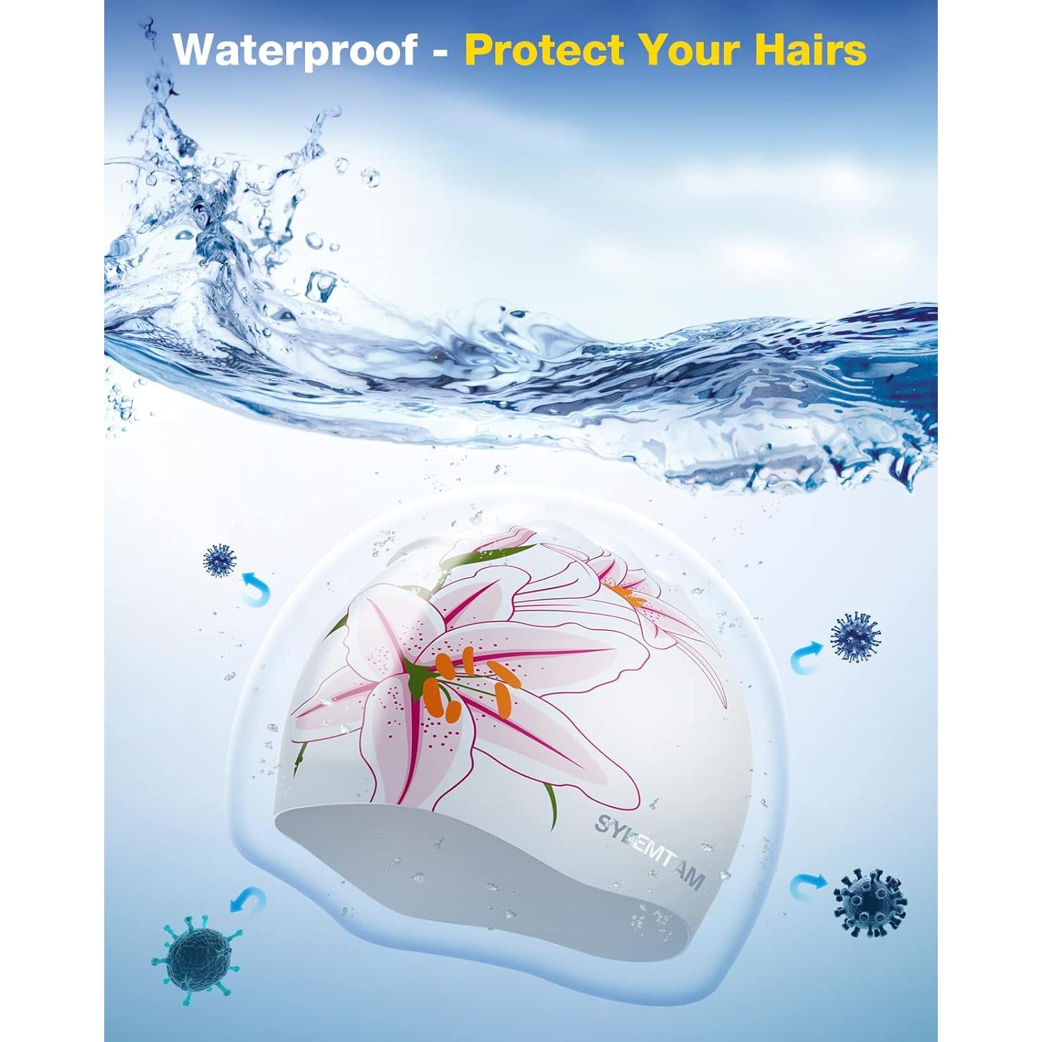 Gorro de natación SYLEMTAM de silicona para mujeres - Lirio