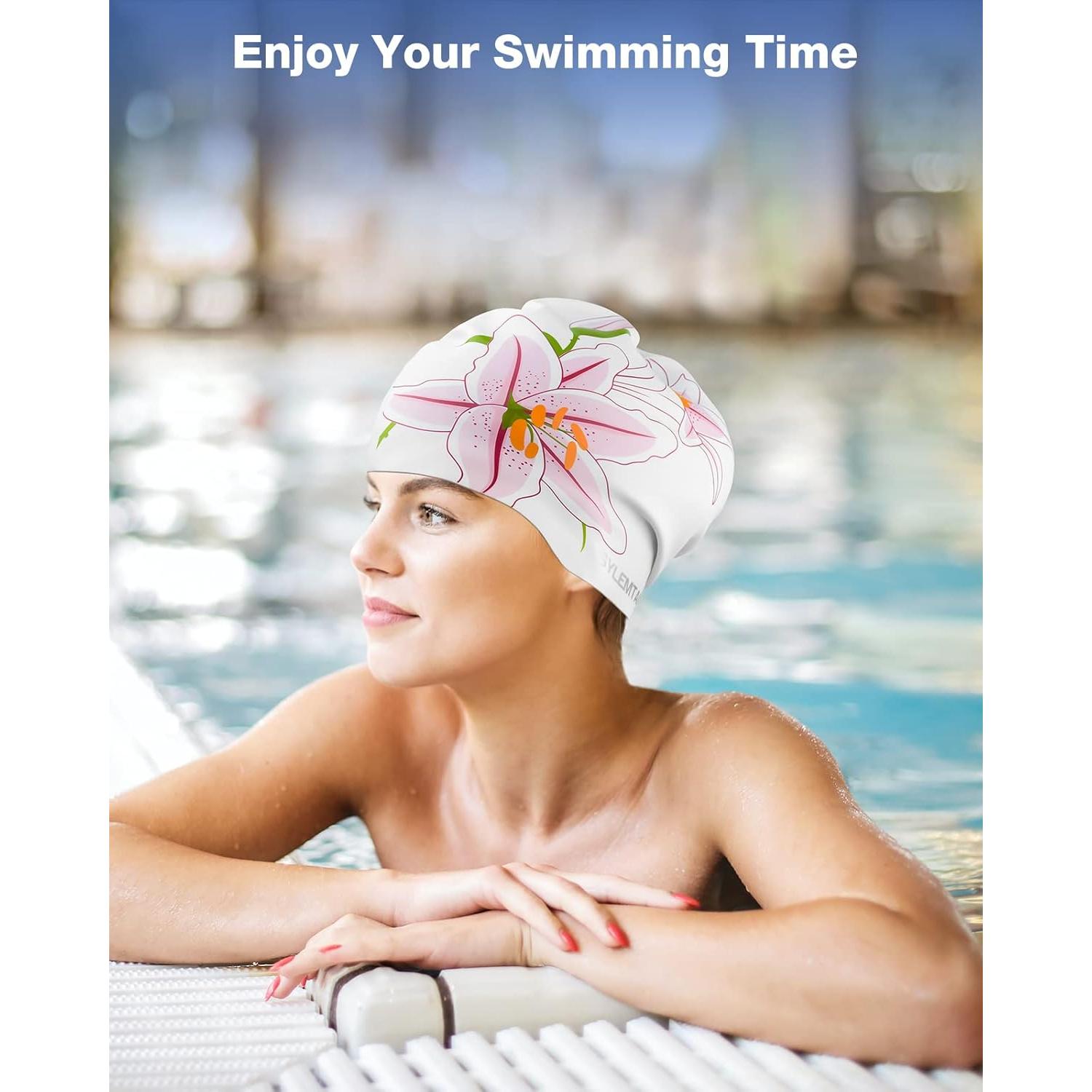 Gorro de natación SYLEMTAM de silicona para mujeres - Lirio
