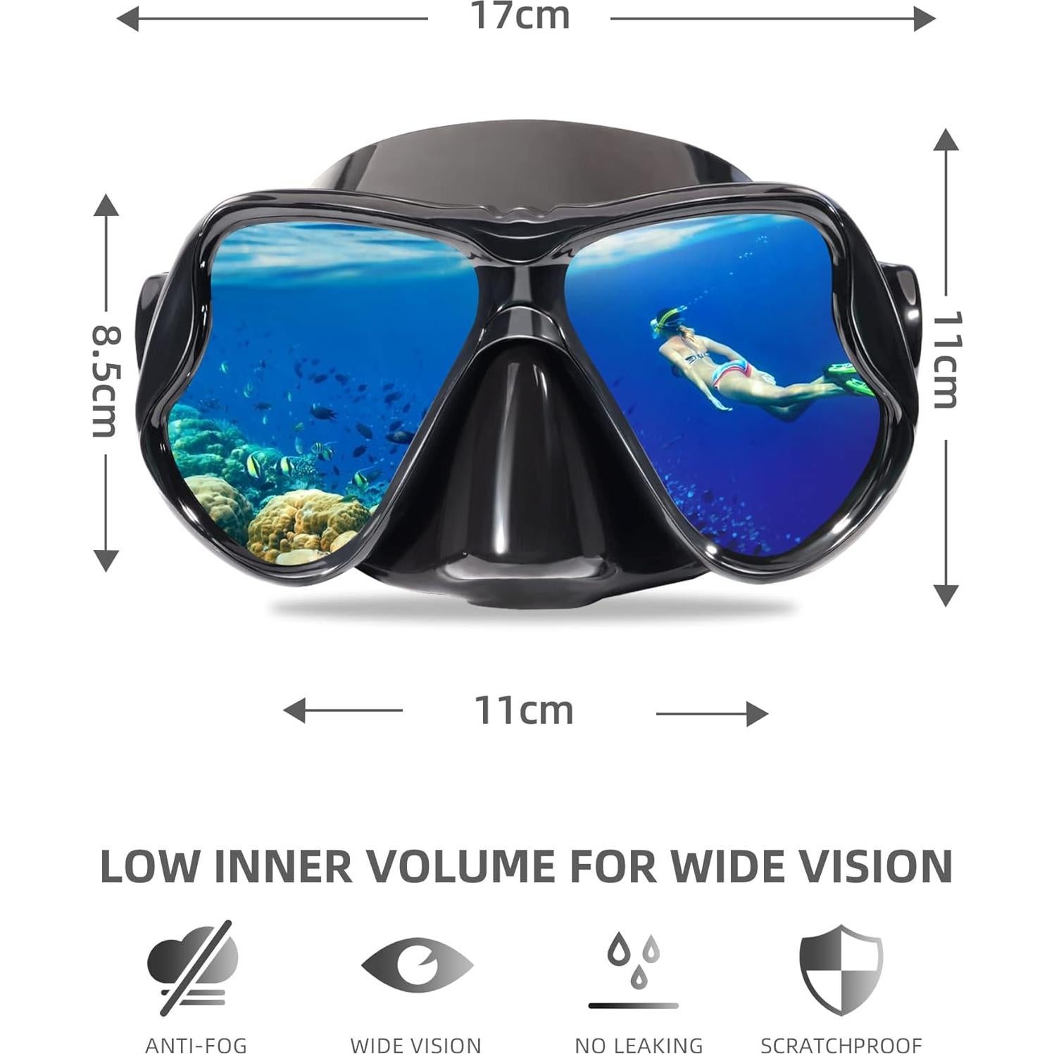 Máscara de Buceo y Snorkel Keary para Adultos Antivaho 180°