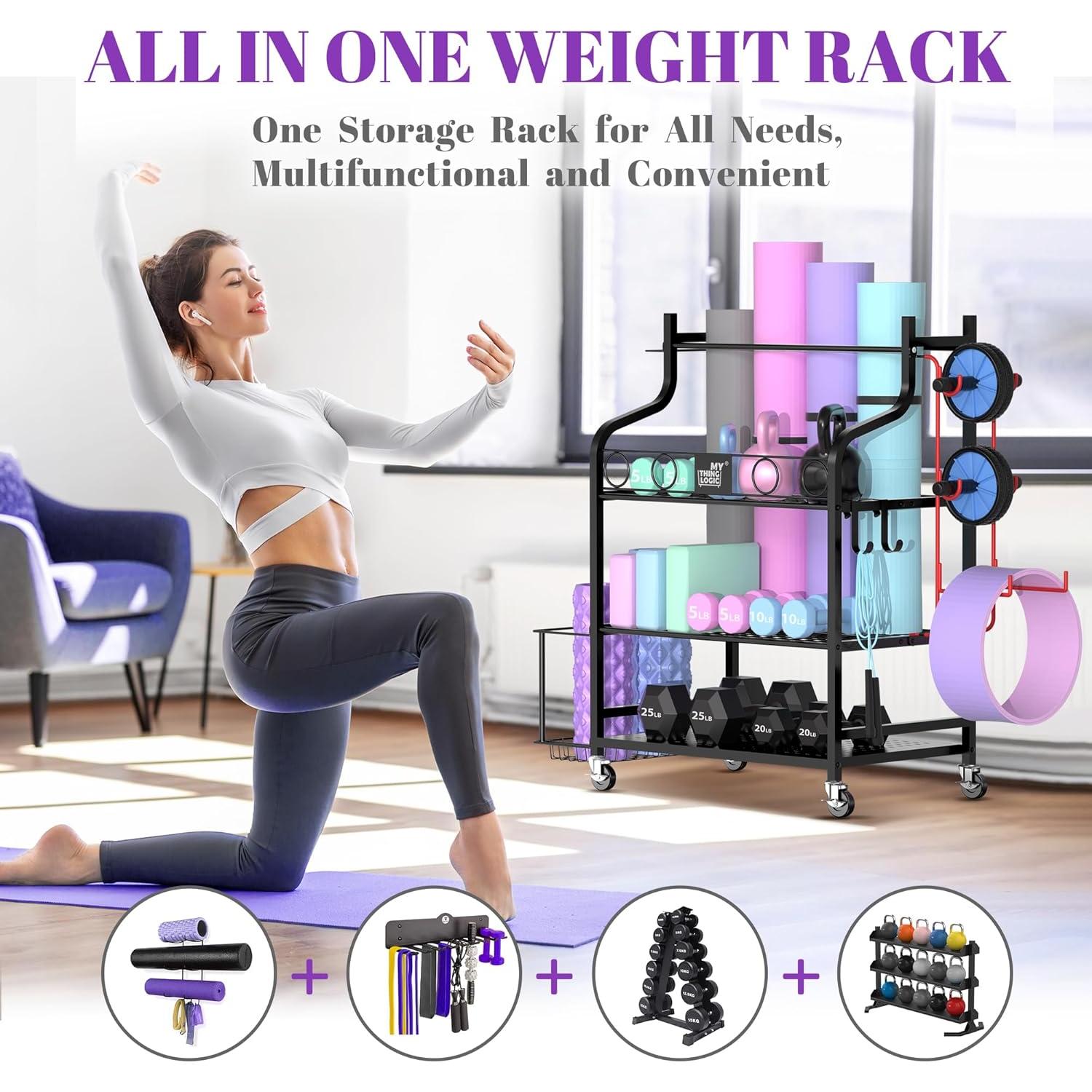 Estante de Almacenamiento Mythinglogic para Gimnasio 3 Niveles