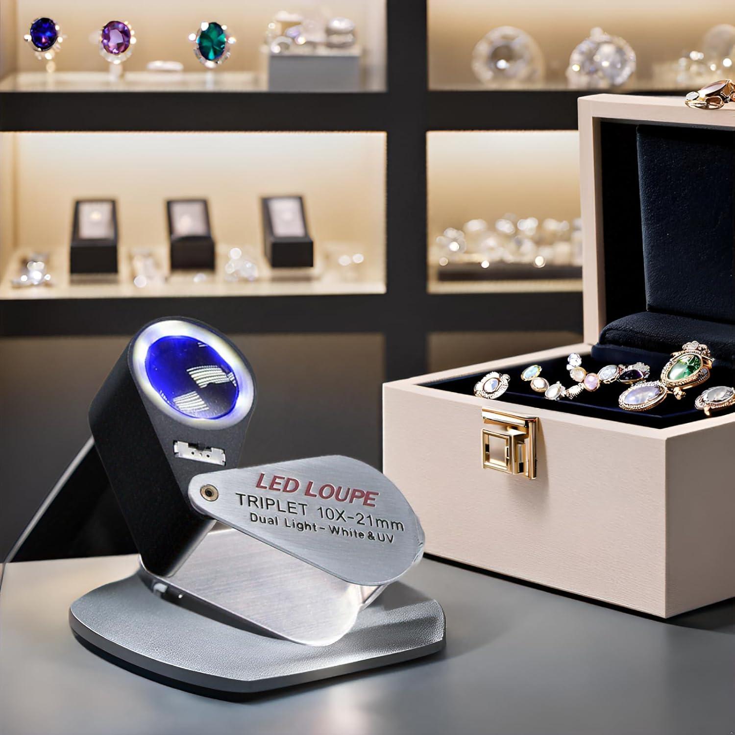 Lupa de Joyero Gain Express 10X con Luz LED y UV