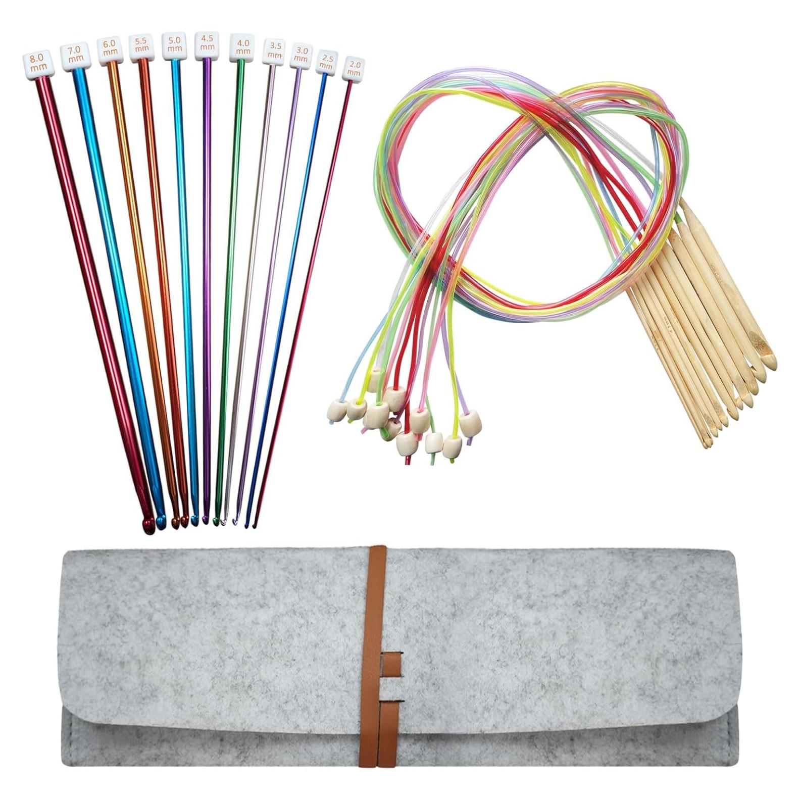 Juego de Ganchillos Tunecinos 24 Piezas Plzzree con Estuche