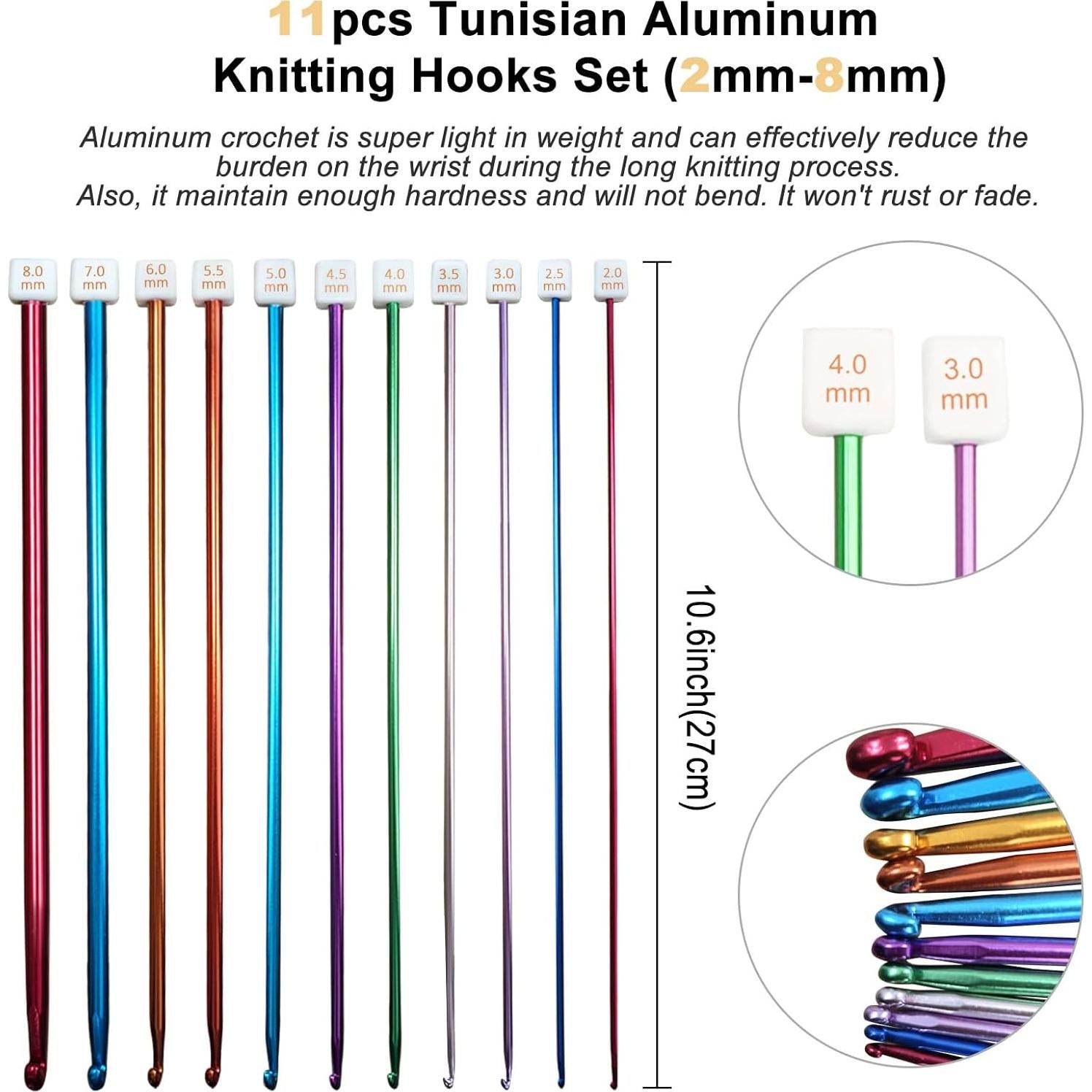 Juego de Ganchillos Tunecinos 24 Piezas Plzzree con Estuche