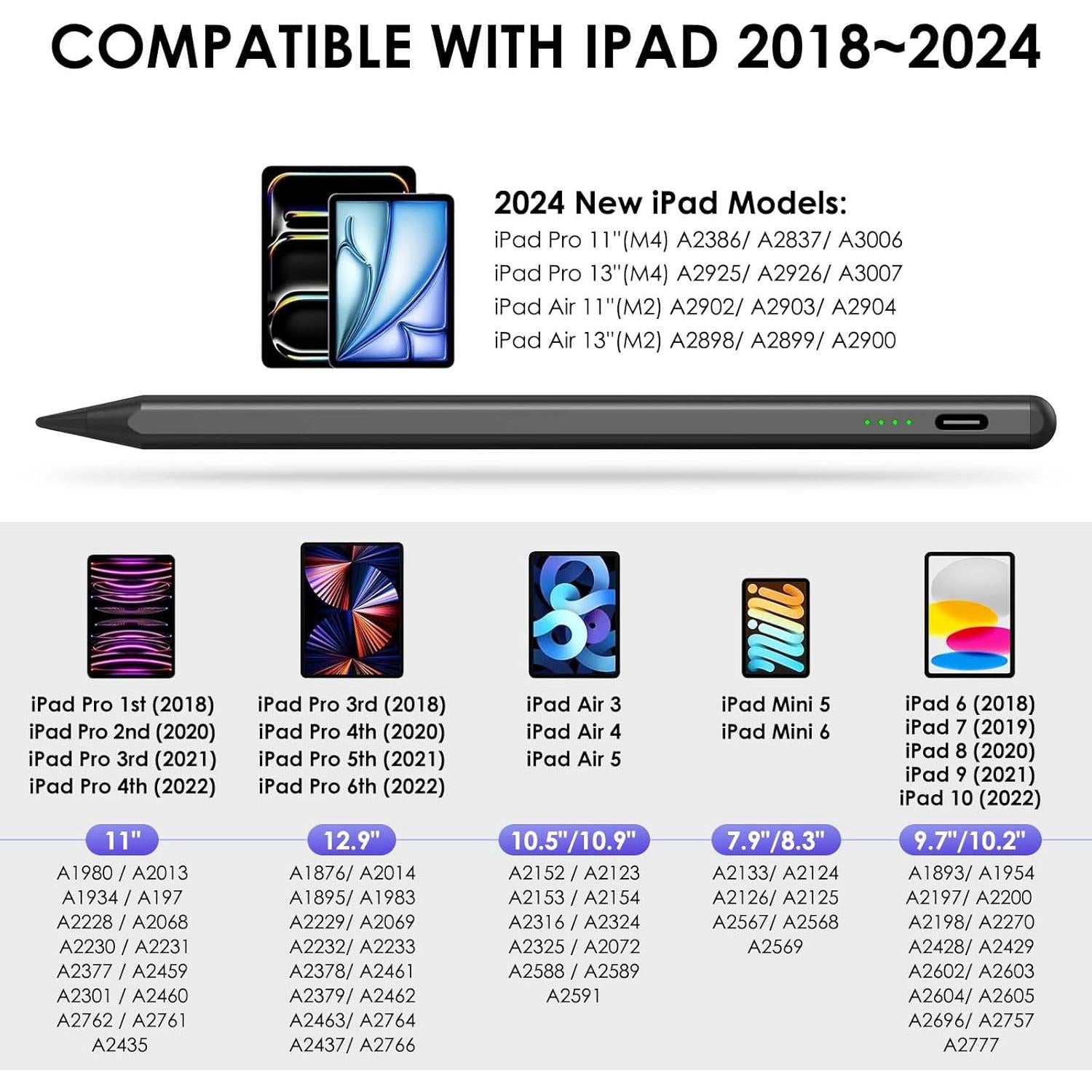 Lápiz Stylus para iPad LIRIXINYIYA con Punta de 1.7mm y 4 LED