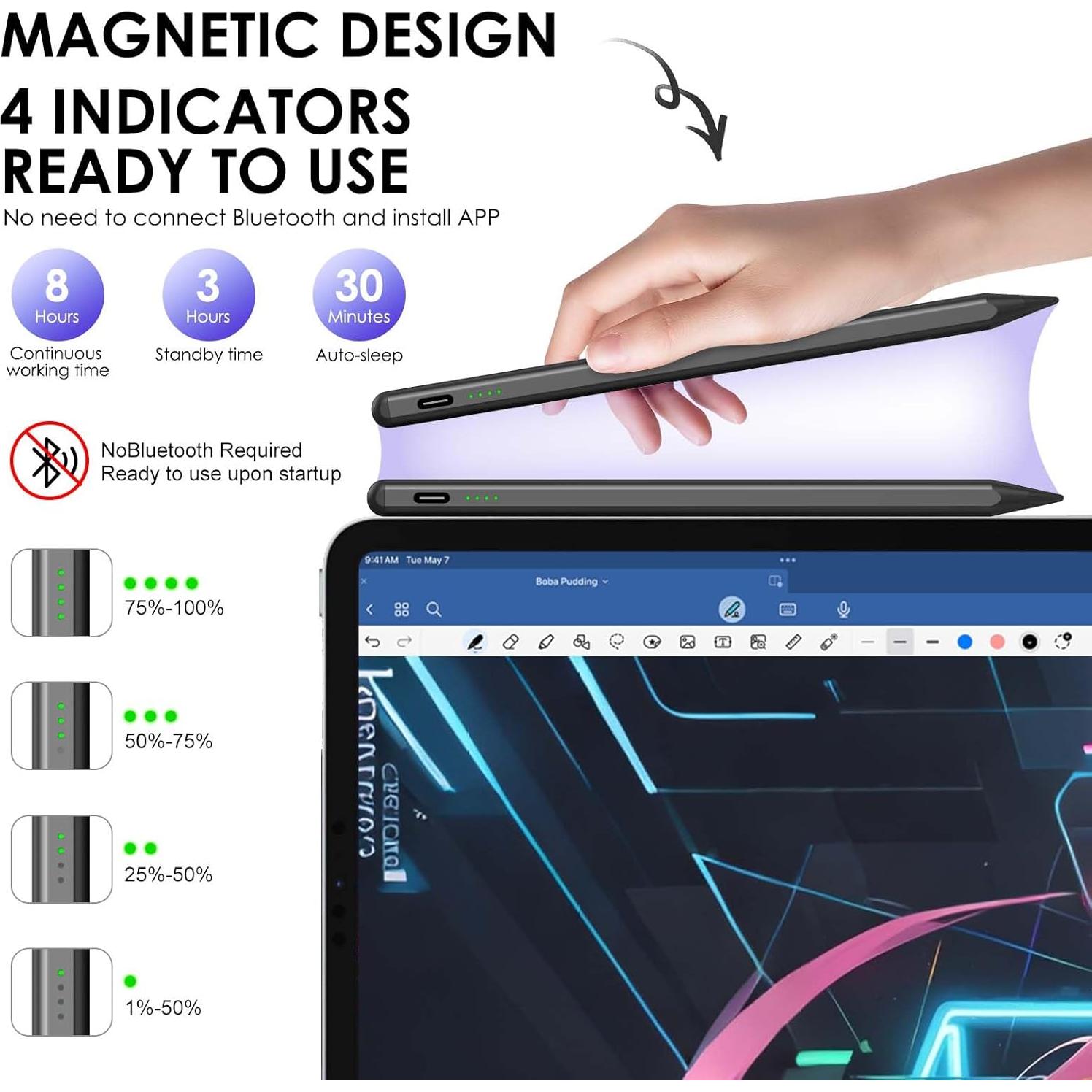 Lápiz Stylus para iPad LIRIXINYIYA con Punta de 1.7mm y 4 LED