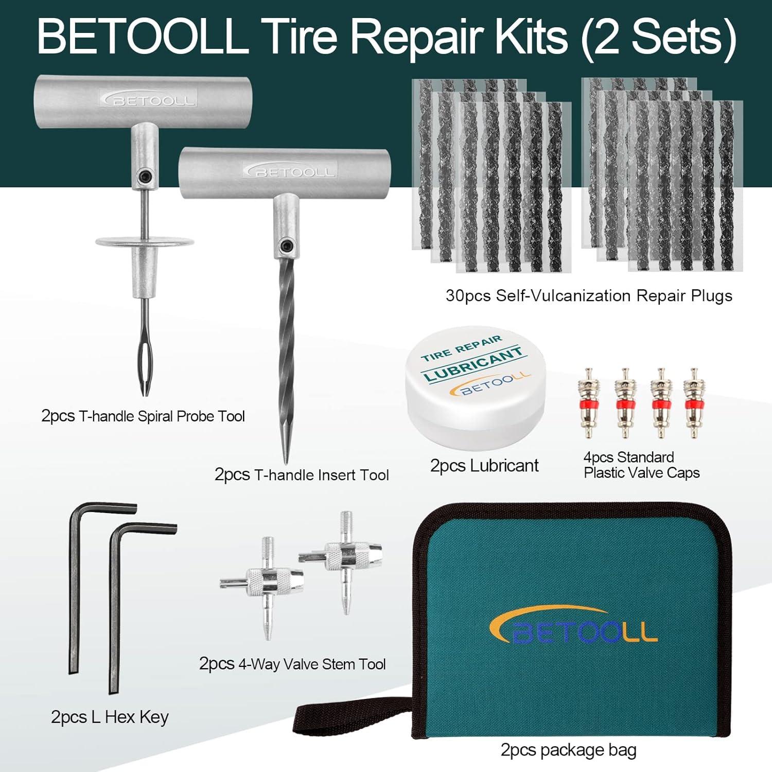 Kit de Reparación de Neumáticos BETOOLL 24pcs Universal