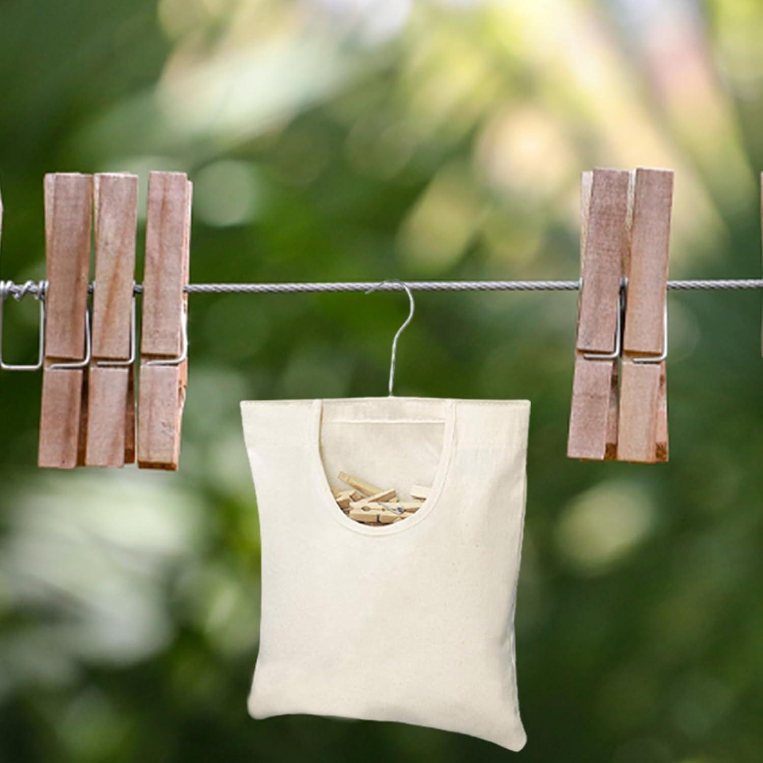 Bolsa de Pinzas de Ropa Ragyzity Beige 32x27 cm con Gancho