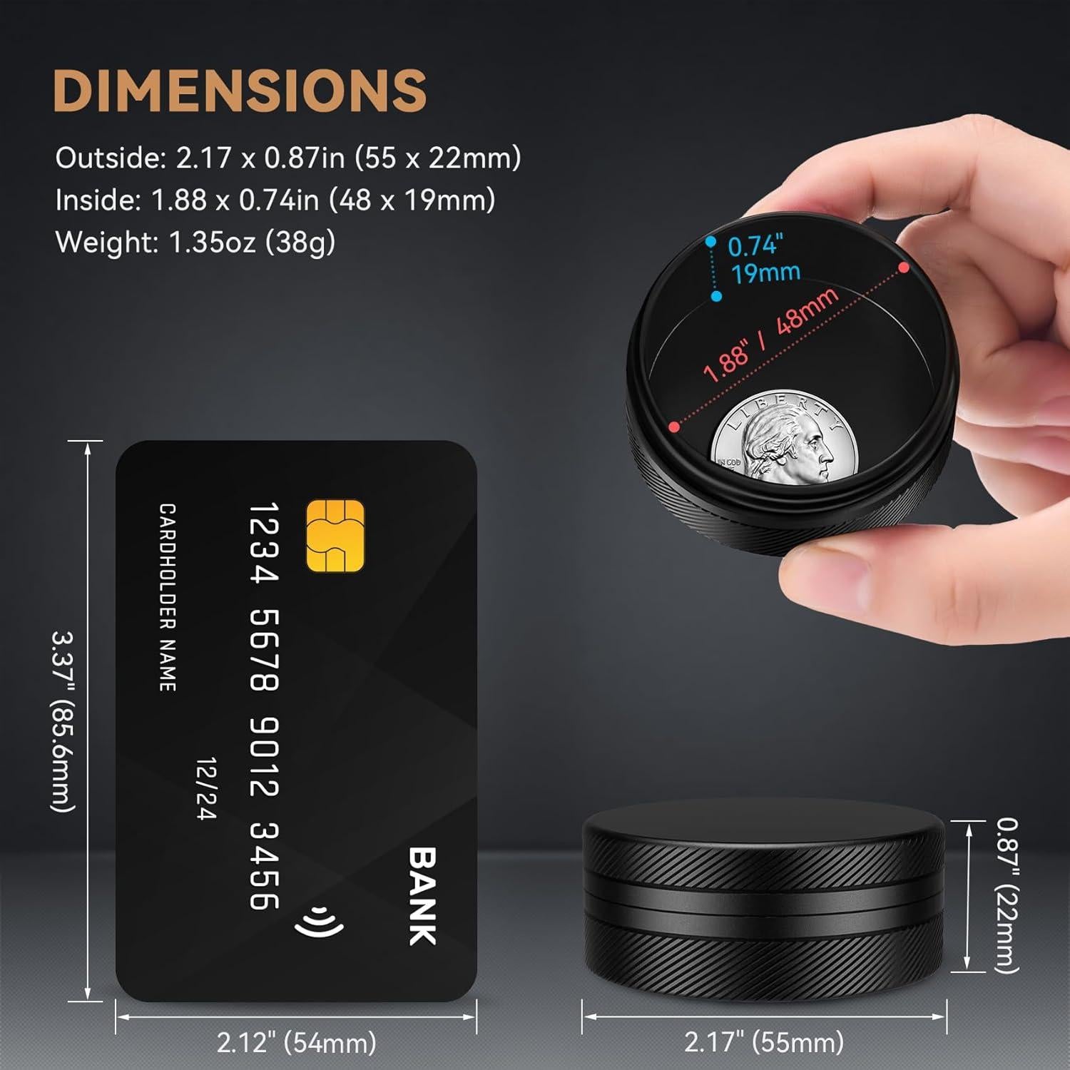 Estuche para Pastillas Aufew de Aluminio Negro 55mm Hermético