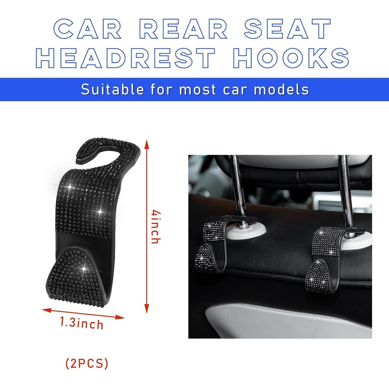 Ganchos para Reposacabezas de Coche Ohleats 2 PCS Negro Bling