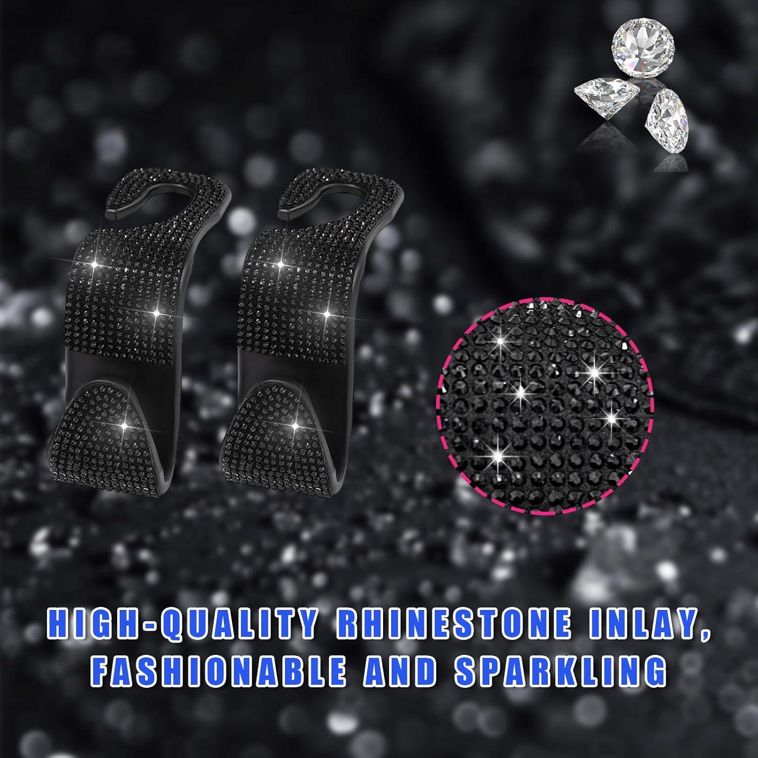 Ganchos para Reposacabezas de Coche Ohleats 2 PCS Negro Bling