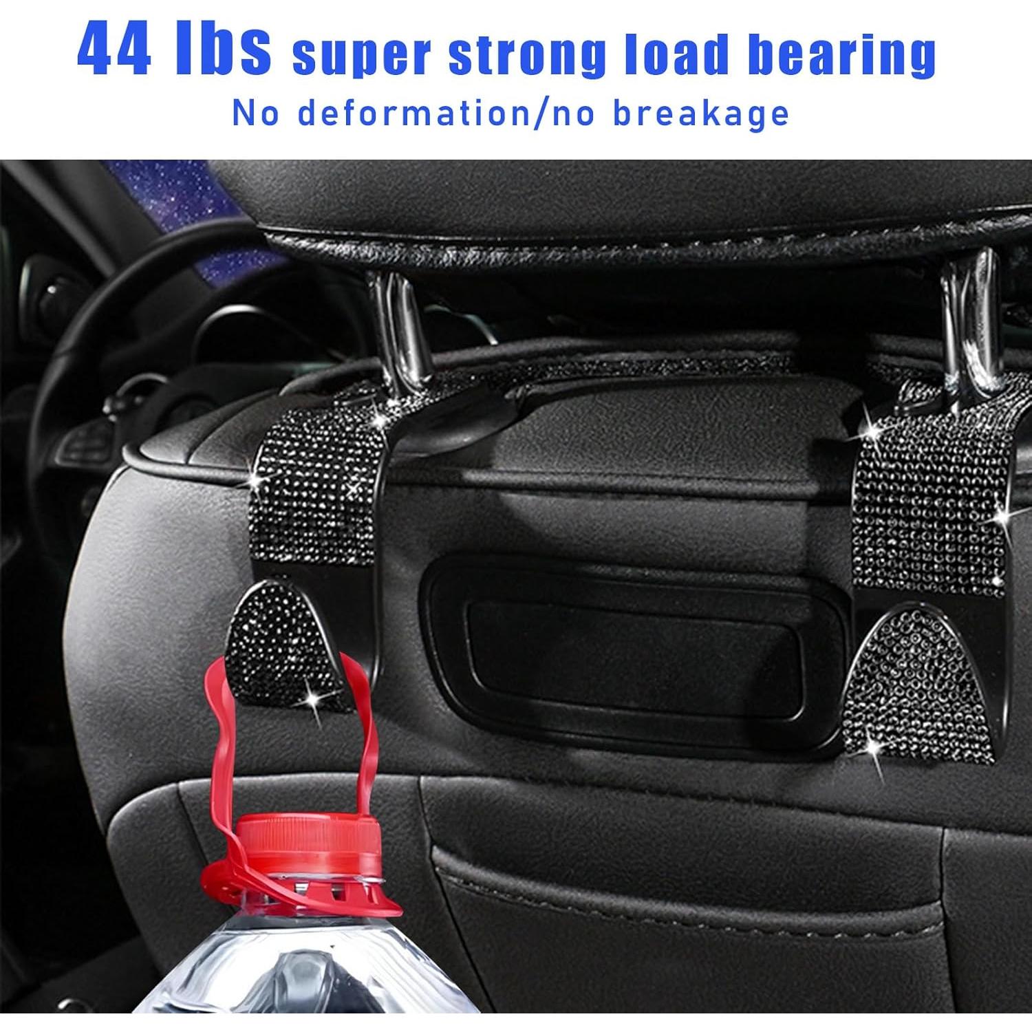 Ganchos para Reposacabezas de Coche Ohleats 2 PCS Negro Bling