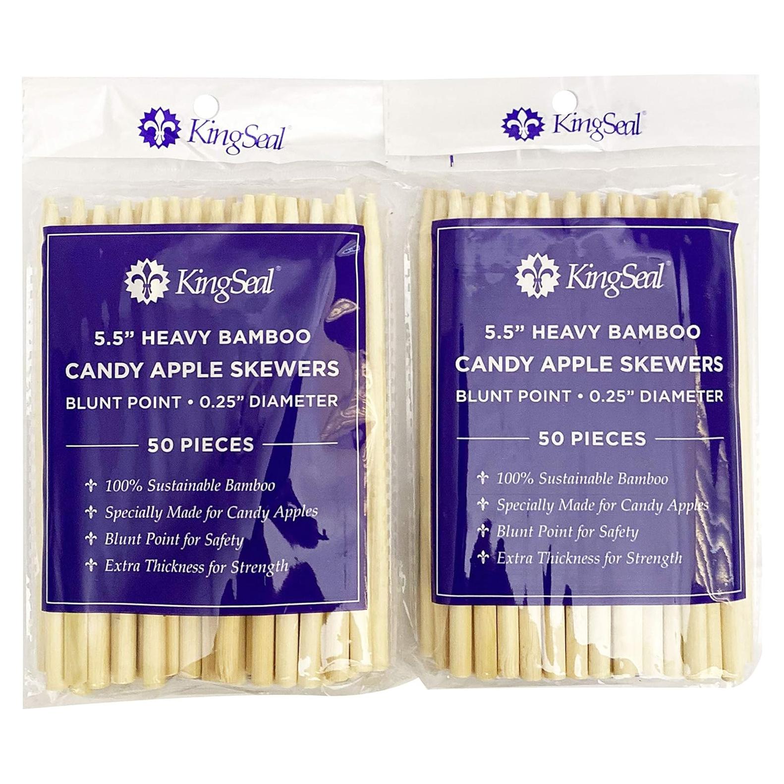 Palitos de Madera de Bambú KingSeal para Manzanas de Caramelo - 100 Unidades