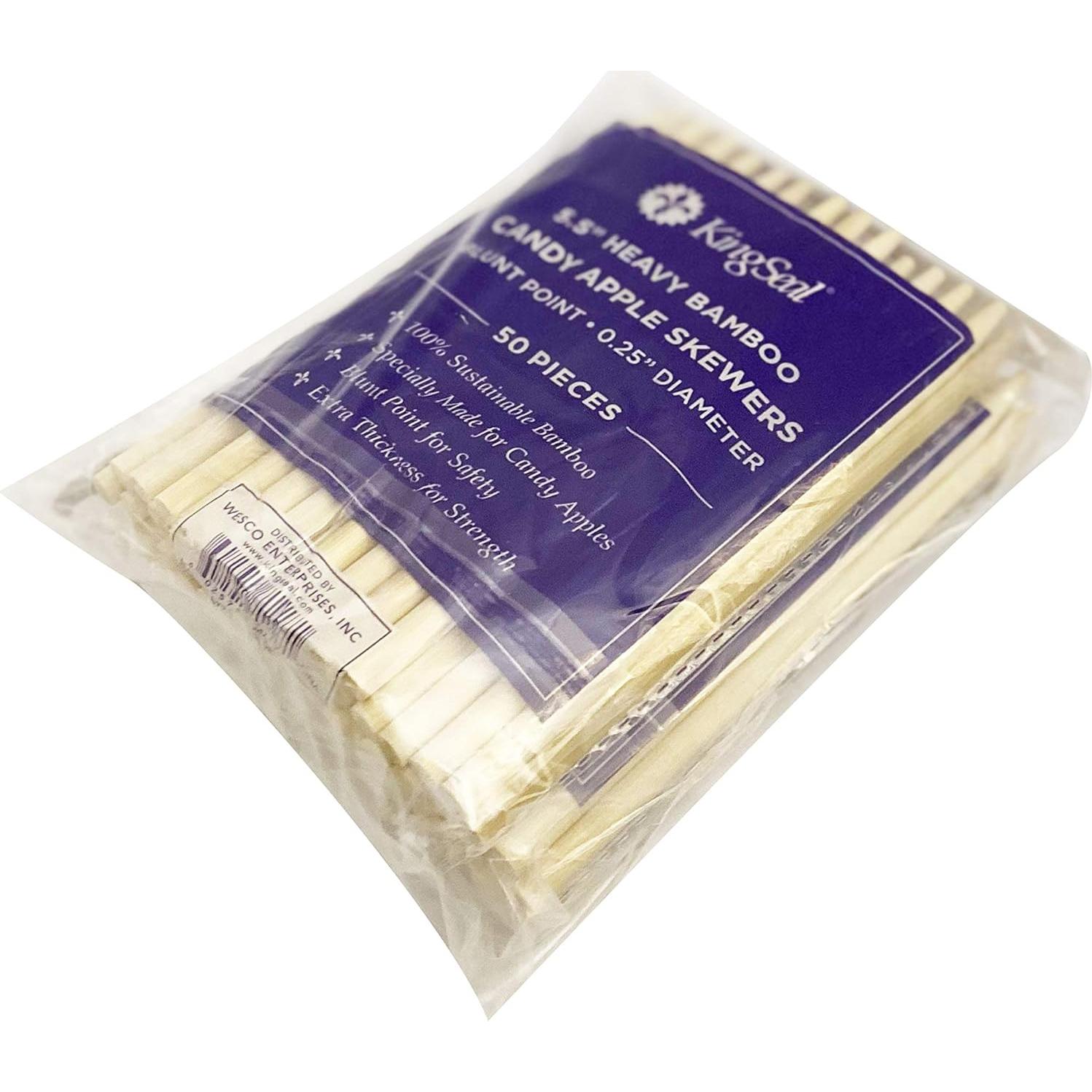 Palitos de Madera de Bambú KingSeal para Manzanas de Caramelo - 100 Unidades