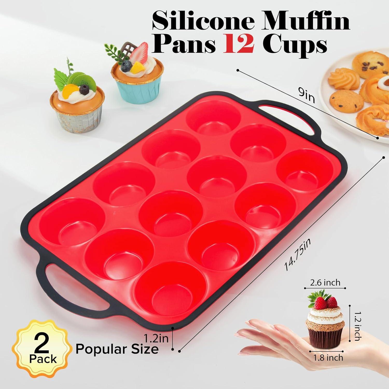 Molde para Muffin de Silicona Datunsu 12 Tazas Antiadherente