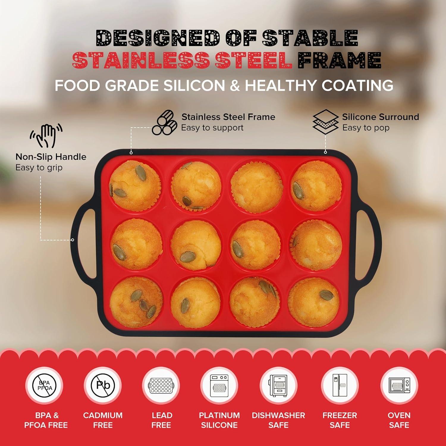 Molde para Muffin de Silicona Datunsu 12 Tazas Antiadherente