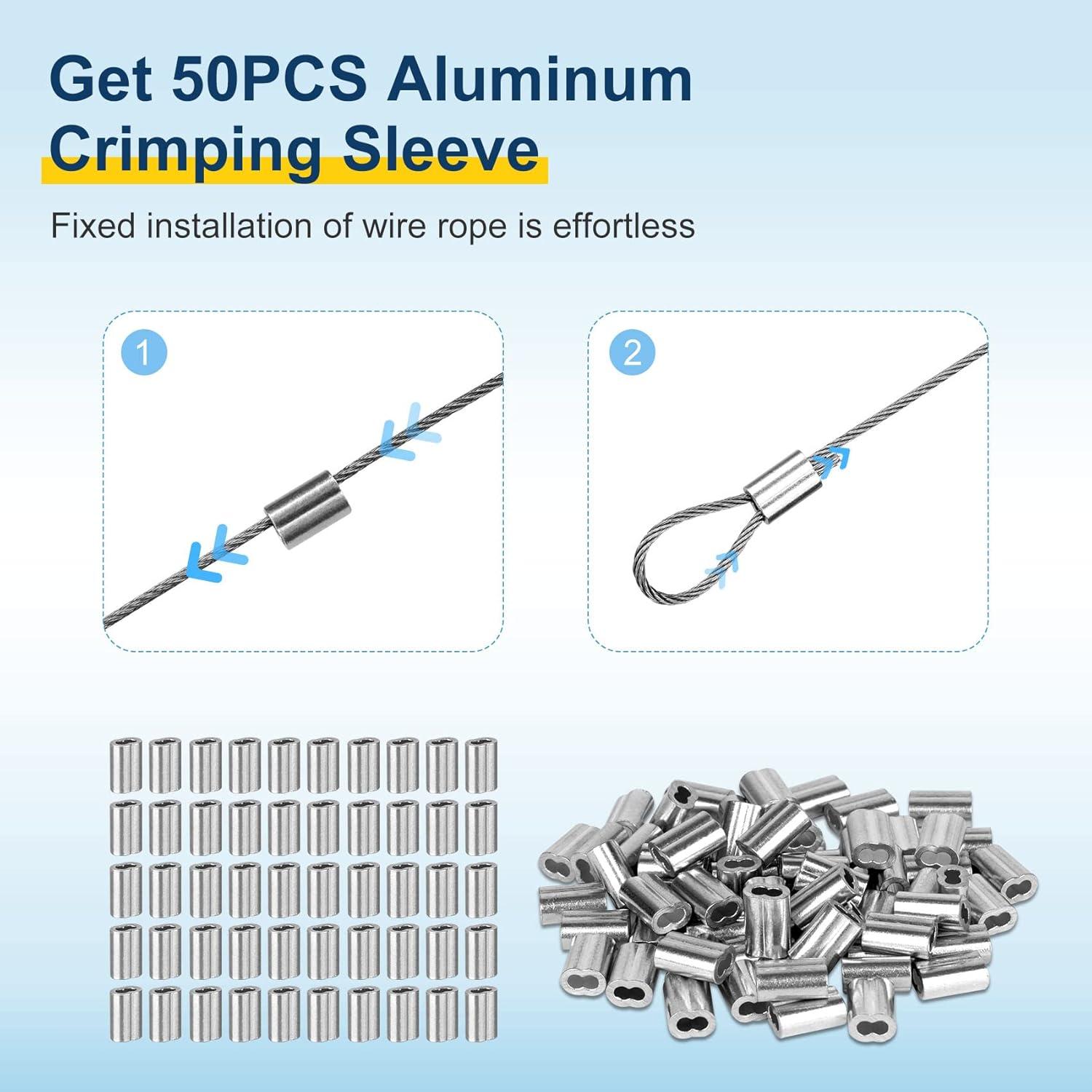 Cable de Acero Inoxidable 304 1.5mm x 30.48m con 50 Manguitos