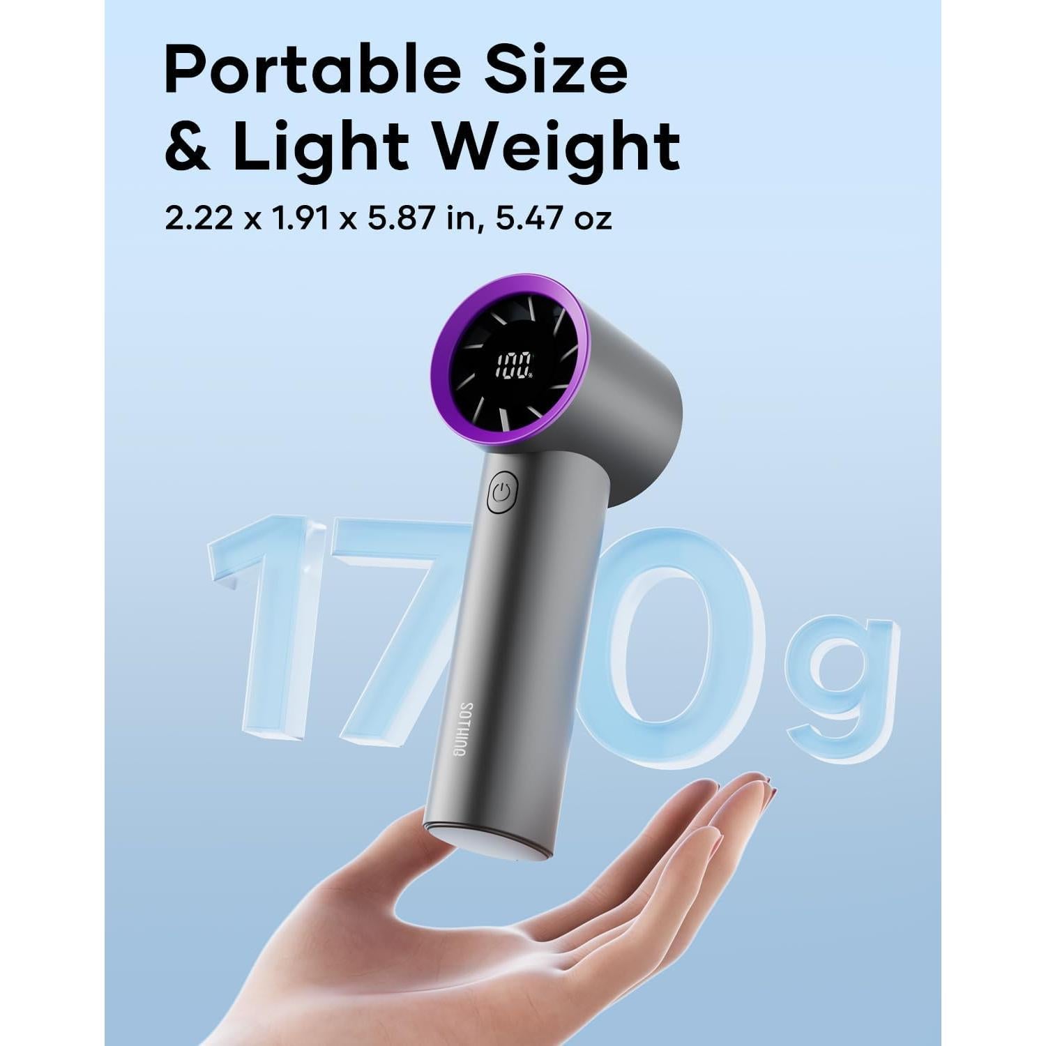 Ventilador de Mano SOTHING Turbo 15000 RPM Recargable Negro